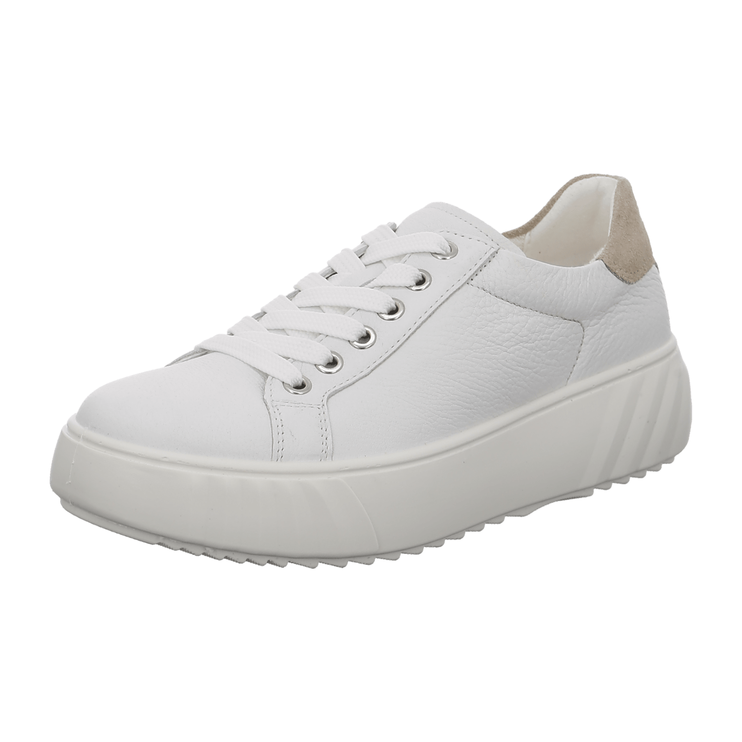 ARA MONACO Women's Sneakers in White Smooth Leather with Zip Closure and Round Toe