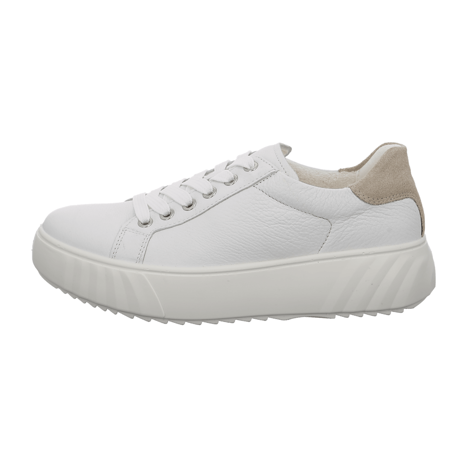 ARA MONACO Women's Sneakers in White Smooth Leather with Zip Closure and Round Toe
