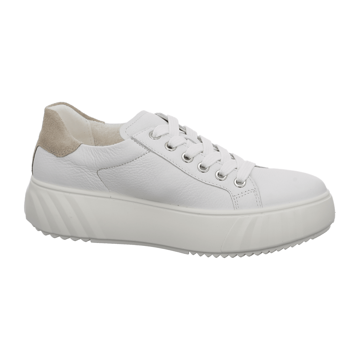ARA MONACO Women's Sneakers in White Smooth Leather with Zip Closure and Round Toe
