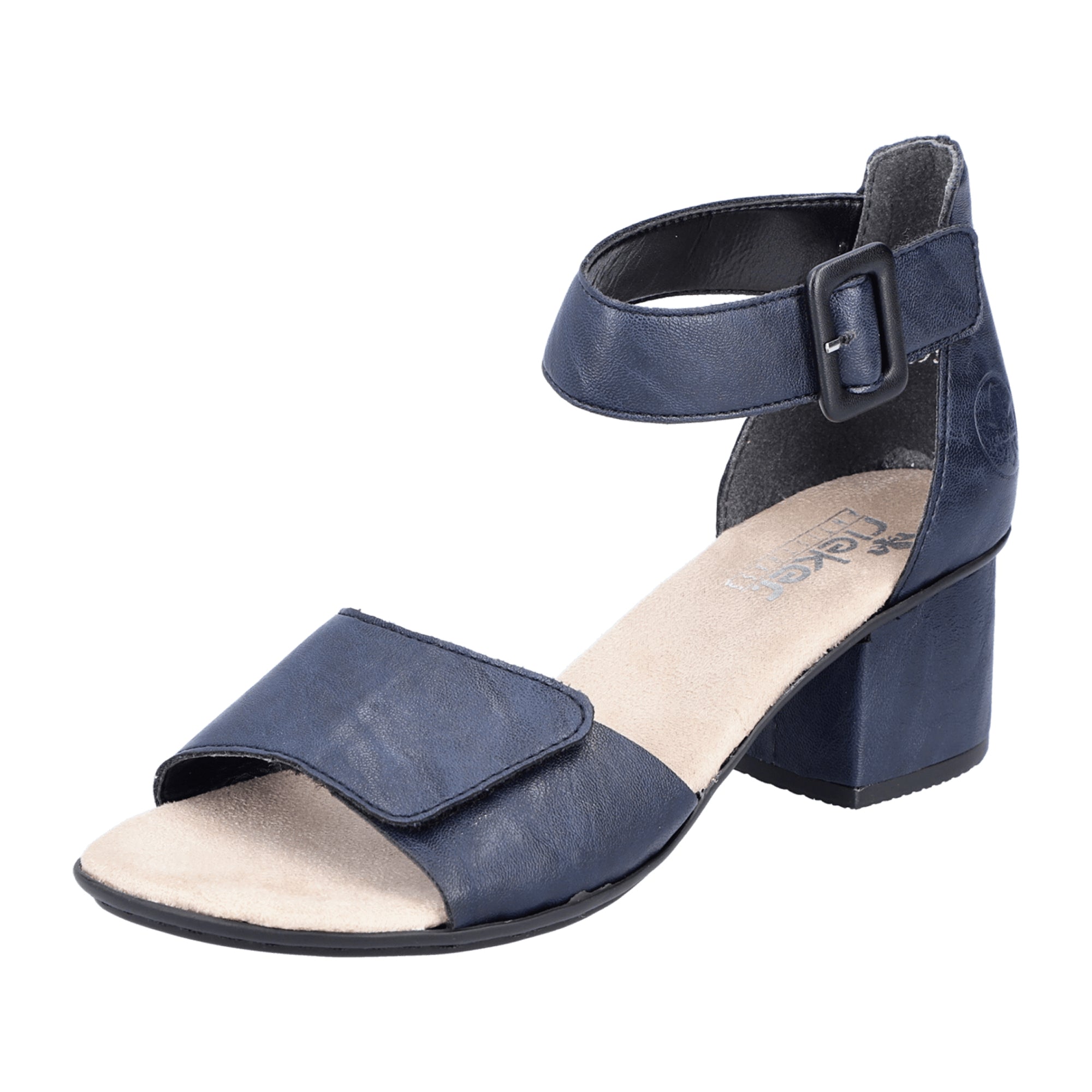 Rieker Women's Blue Sandals with Straps and Velcro Closure