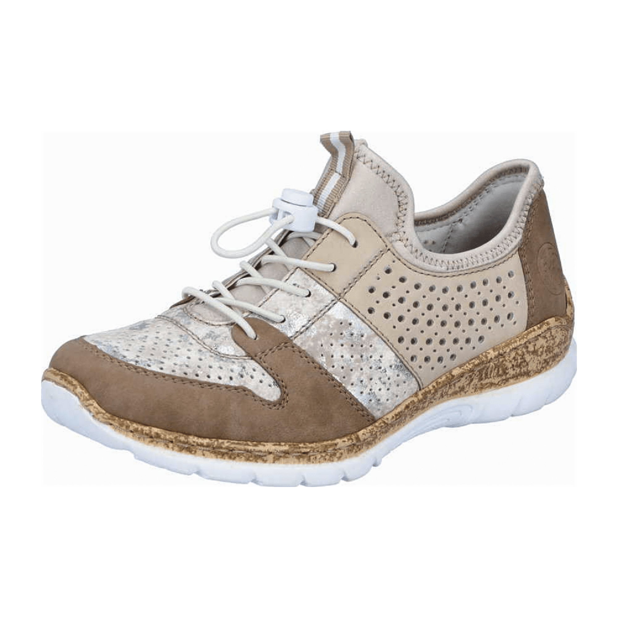 Rieker Beige Women's Slip-On Shoes Comfortable Synthetic Casual Footwear