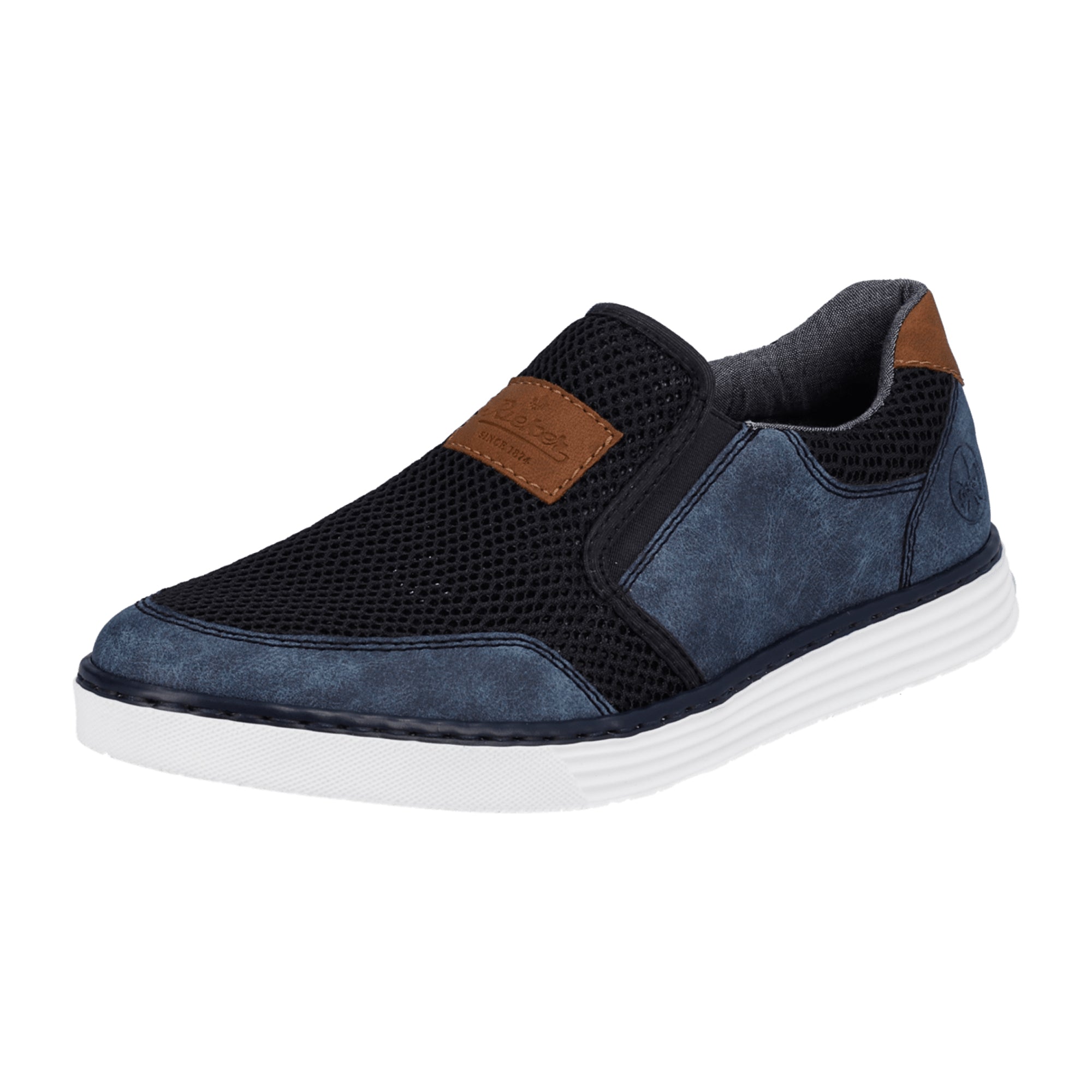 Rieker Men's Blue Slip-On Shoes with Comfortable Shock-Absorbing Sole