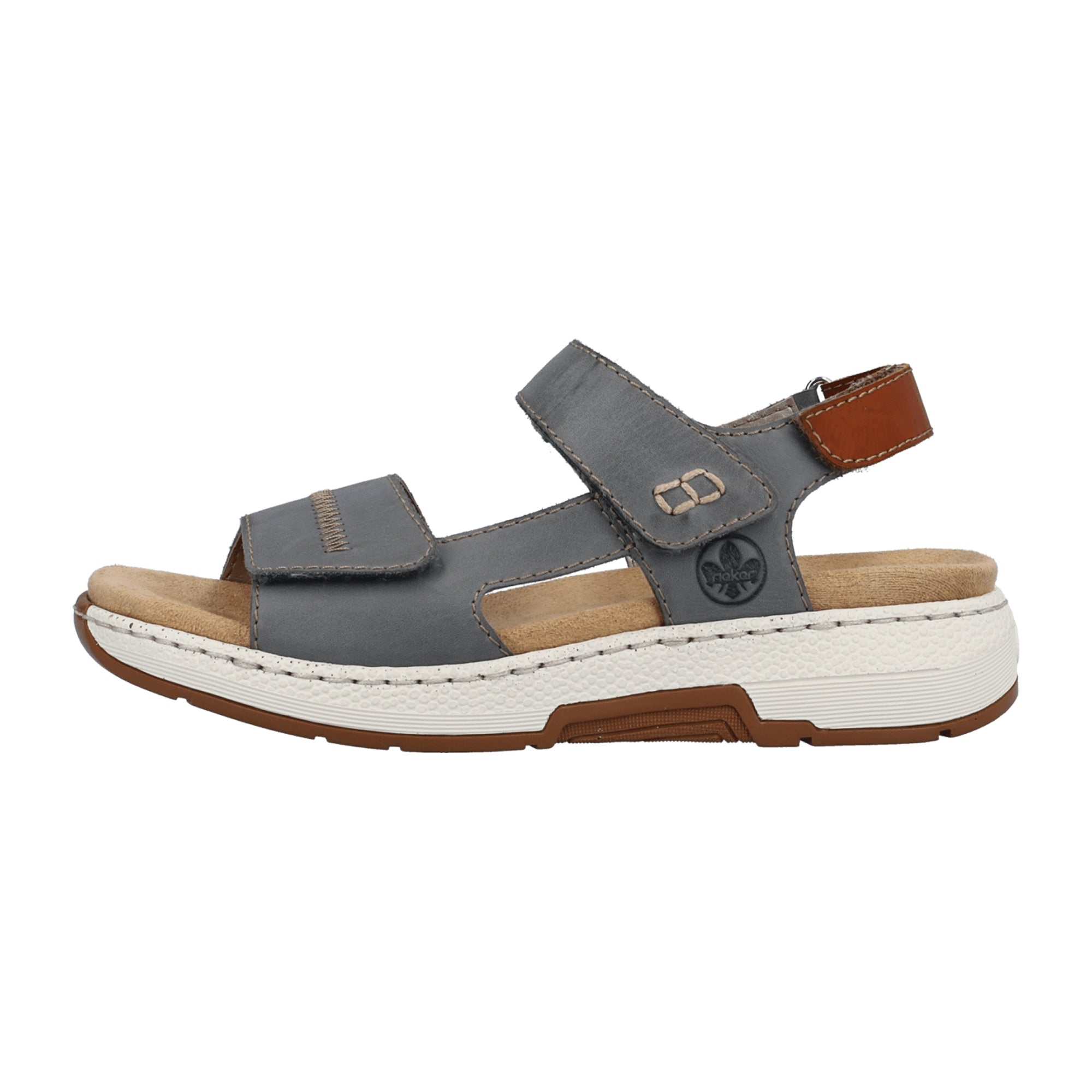 Rieker Women's Blue Sandals with Velcro Strap and Cushioned Sole