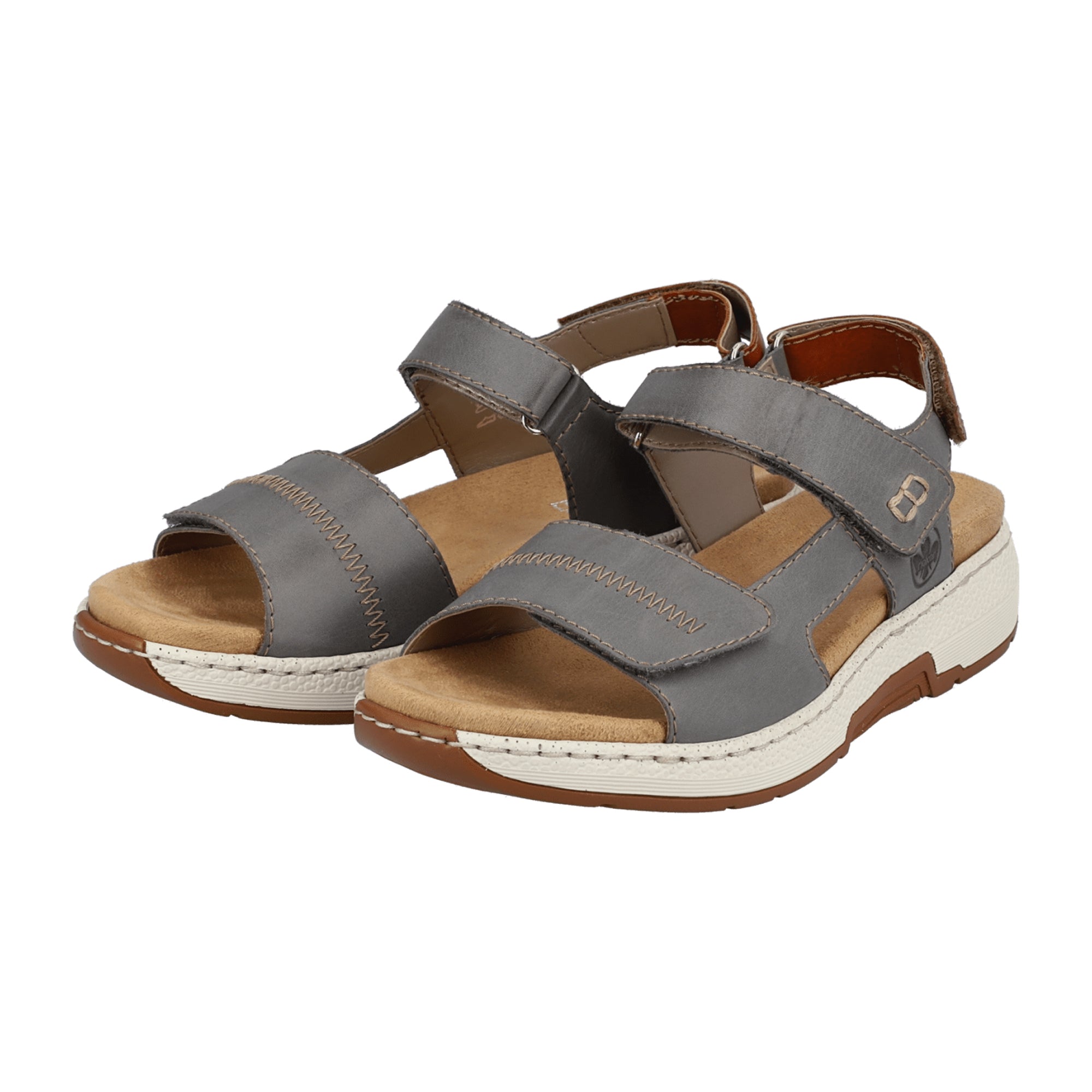 Rieker Women's Blue Sandals with Velcro Strap and Cushioned Sole