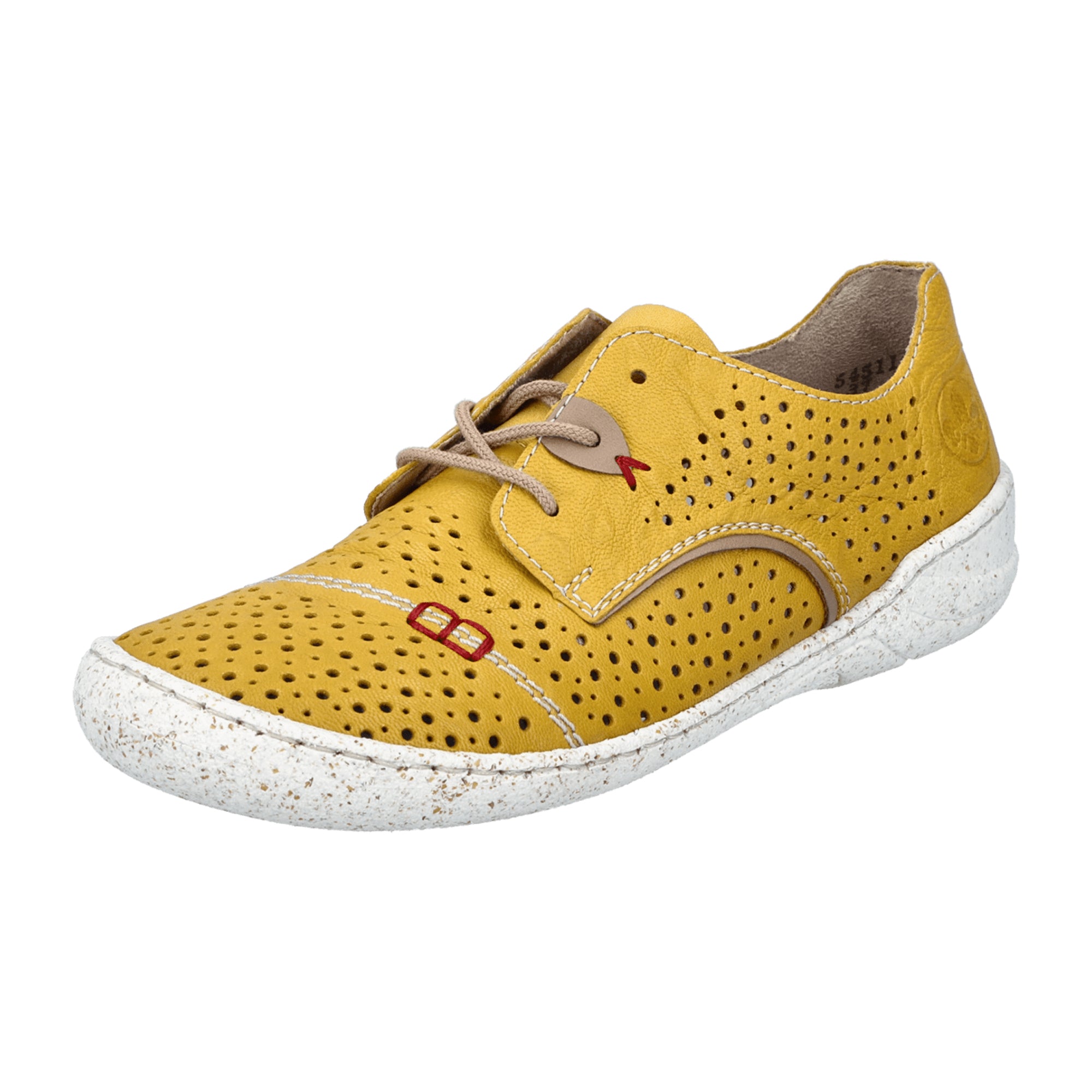 Rieker Women's Yellow Slip-On Shoes with Reptile Leather Look and Comfort Sole