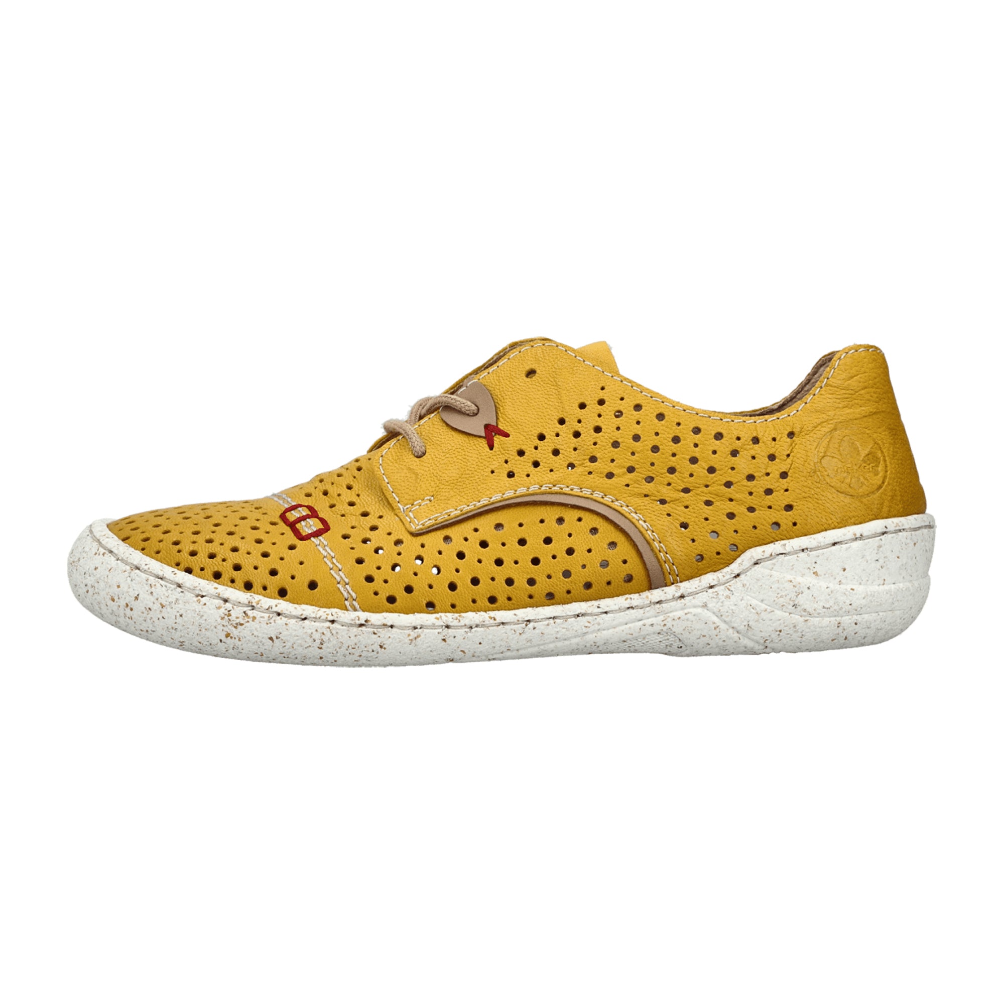 Rieker Women's Yellow Slip-On Shoes with Reptile Leather Look and Comfort Sole