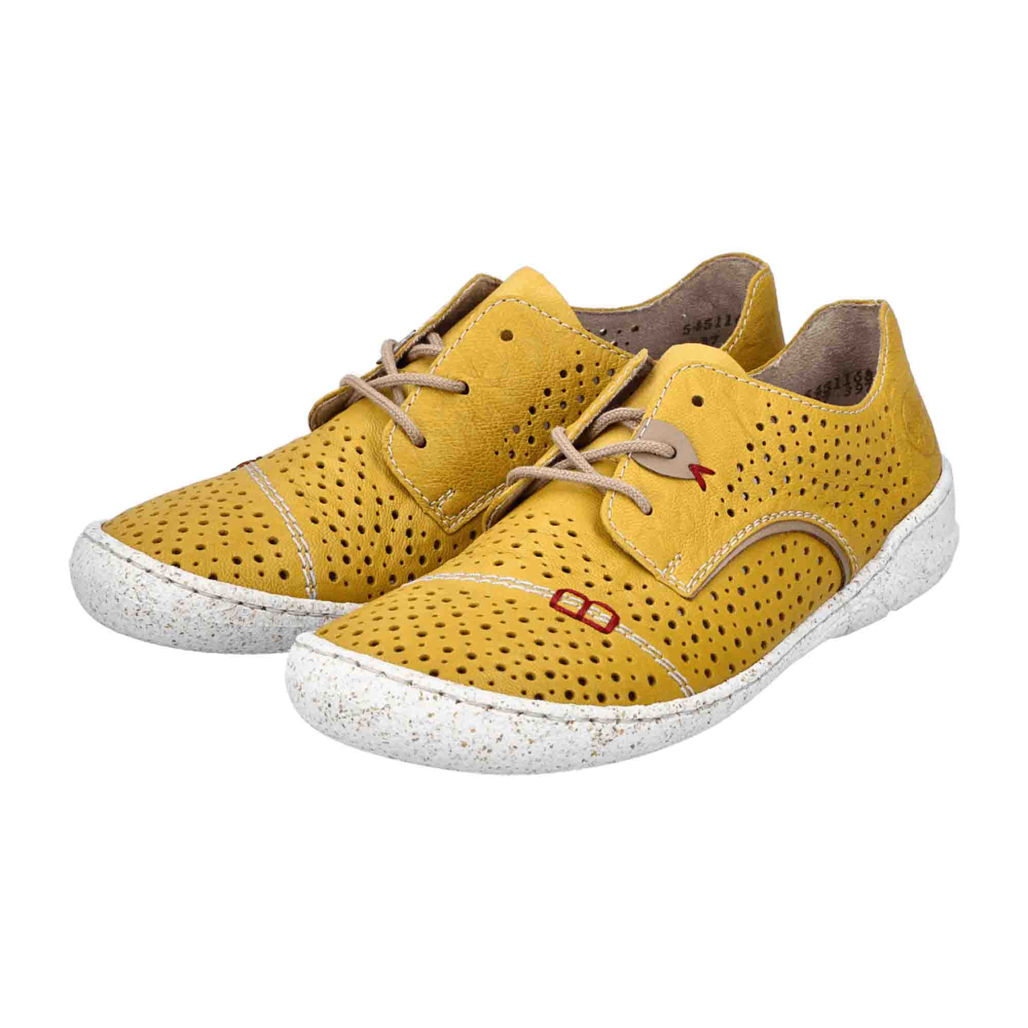 Rieker Women's Yellow Slip-On Shoes with Reptile Leather Look and Comfort Sole