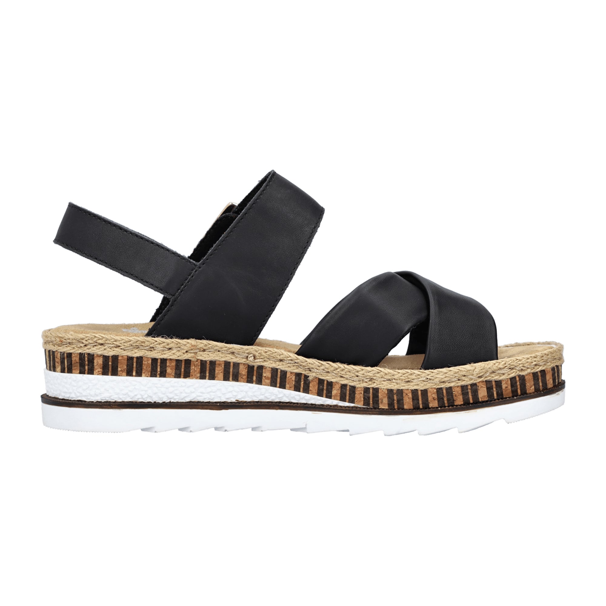 Rieker Women's Black Sandals Comfortable Adjustable Straps Lightweight Sole