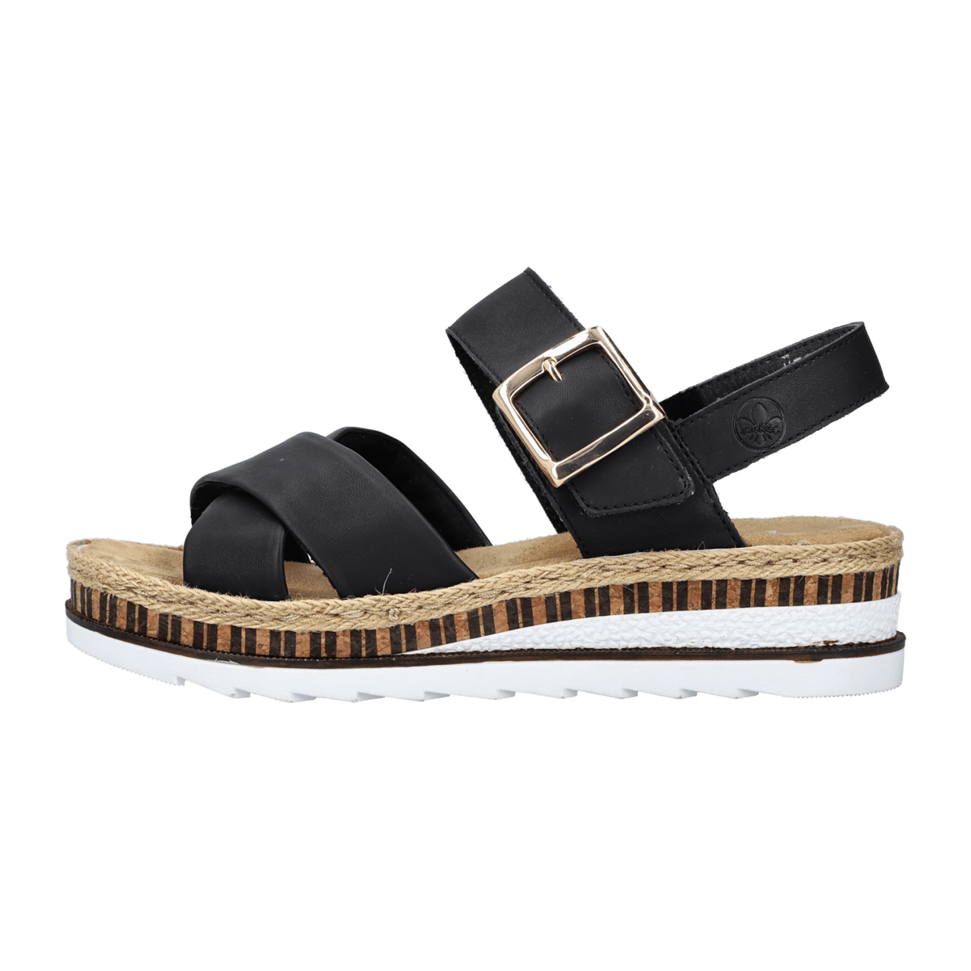 Rieker Women's Black Sandals Comfortable Adjustable Straps Lightweight Sole