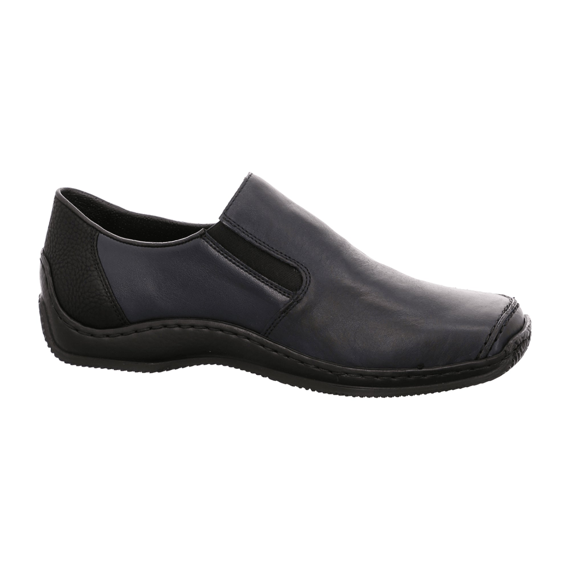 Rieker Women's Blue Slip-On Leather Shoes with Sport Sole and Round Toe