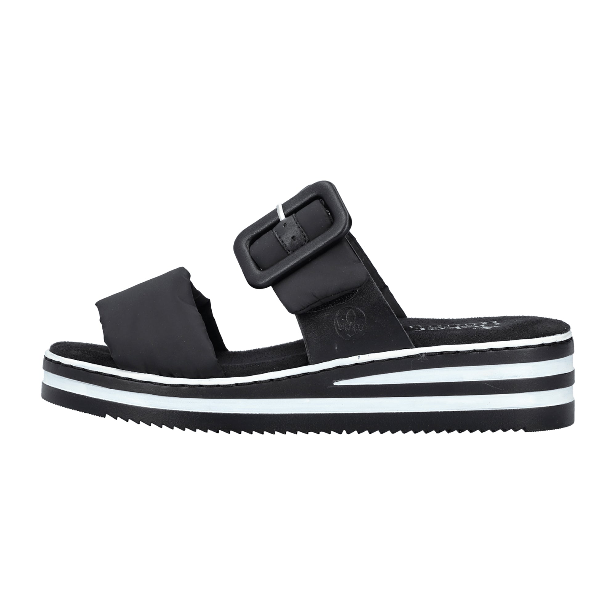 Rieker Women's Black Wedge Sandals Comfortable Lightweight Shock Absorbing Sole