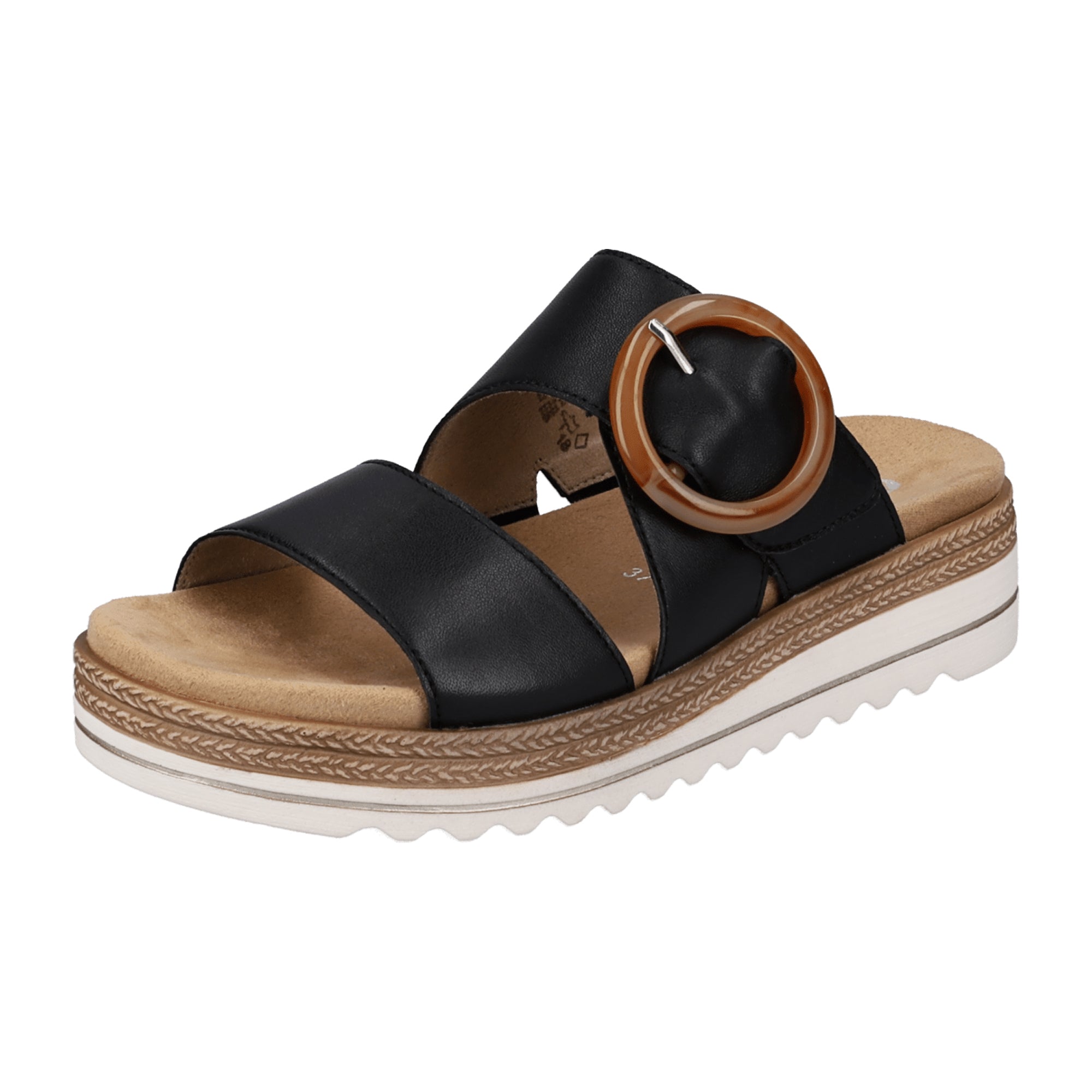 Remonte D0Q51 Women's Black Leather Sandals Comfortable Lightweight Design