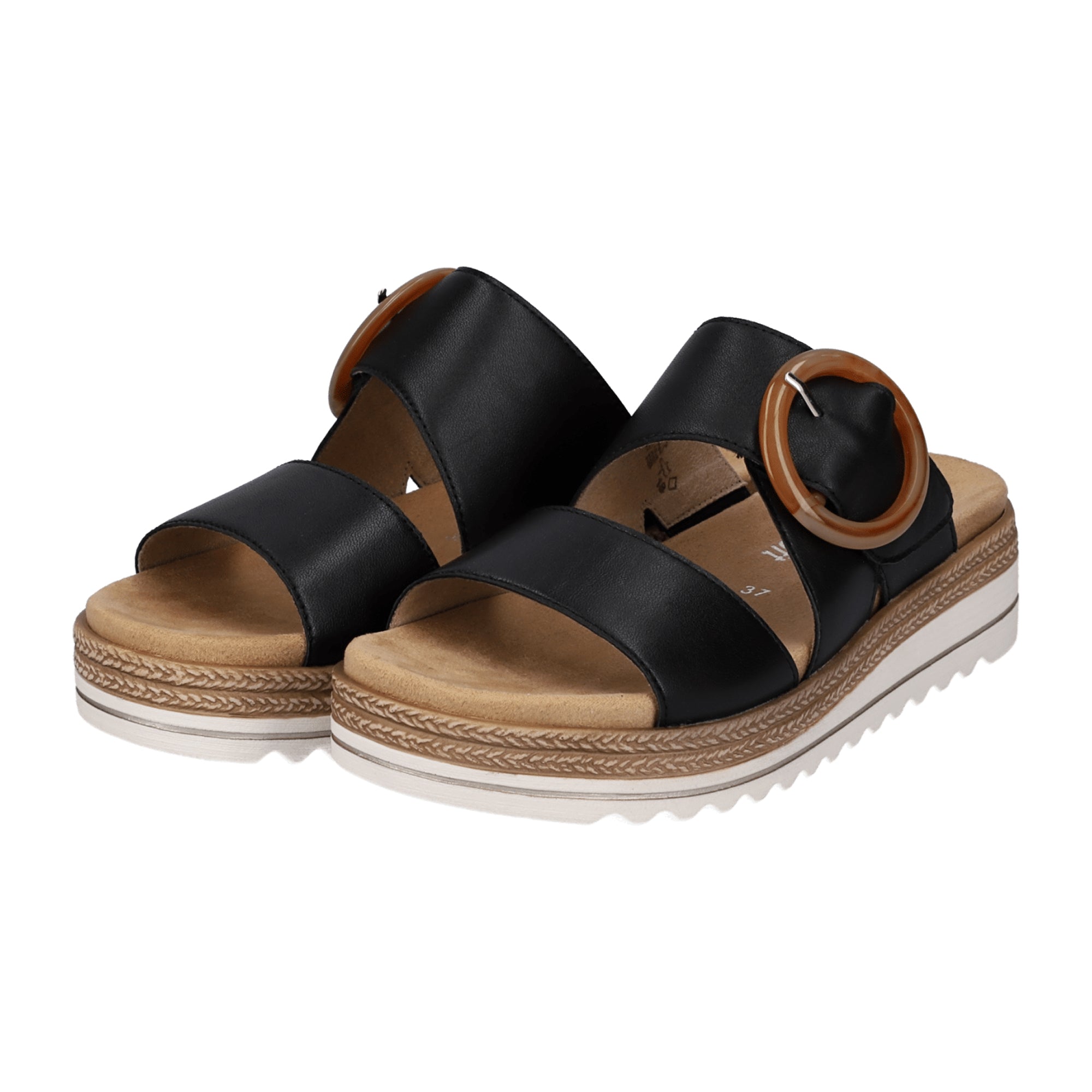Remonte D0Q51 Women's Black Leather Sandals Comfortable Lightweight Design