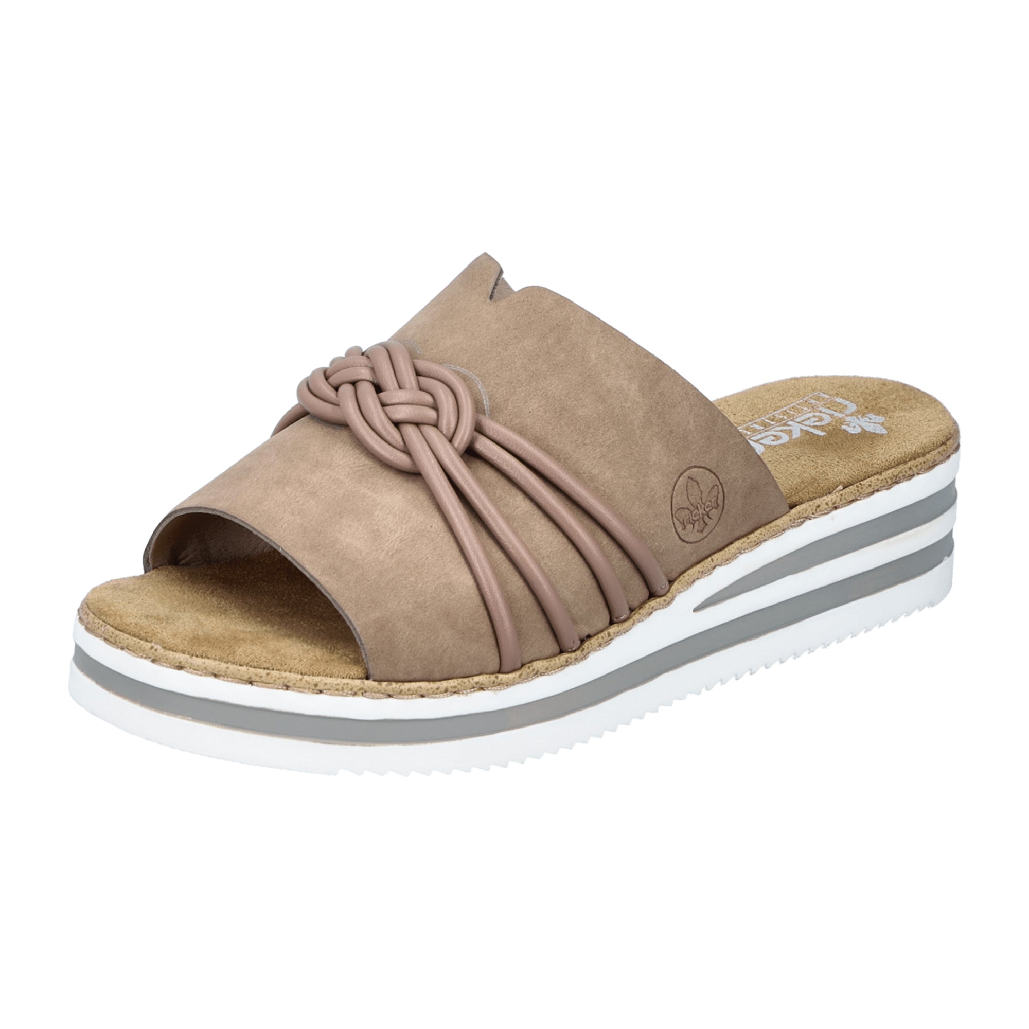 Rieker Beige Women's Slip-On Sandals Comfortable Shock-Absorbing Sole