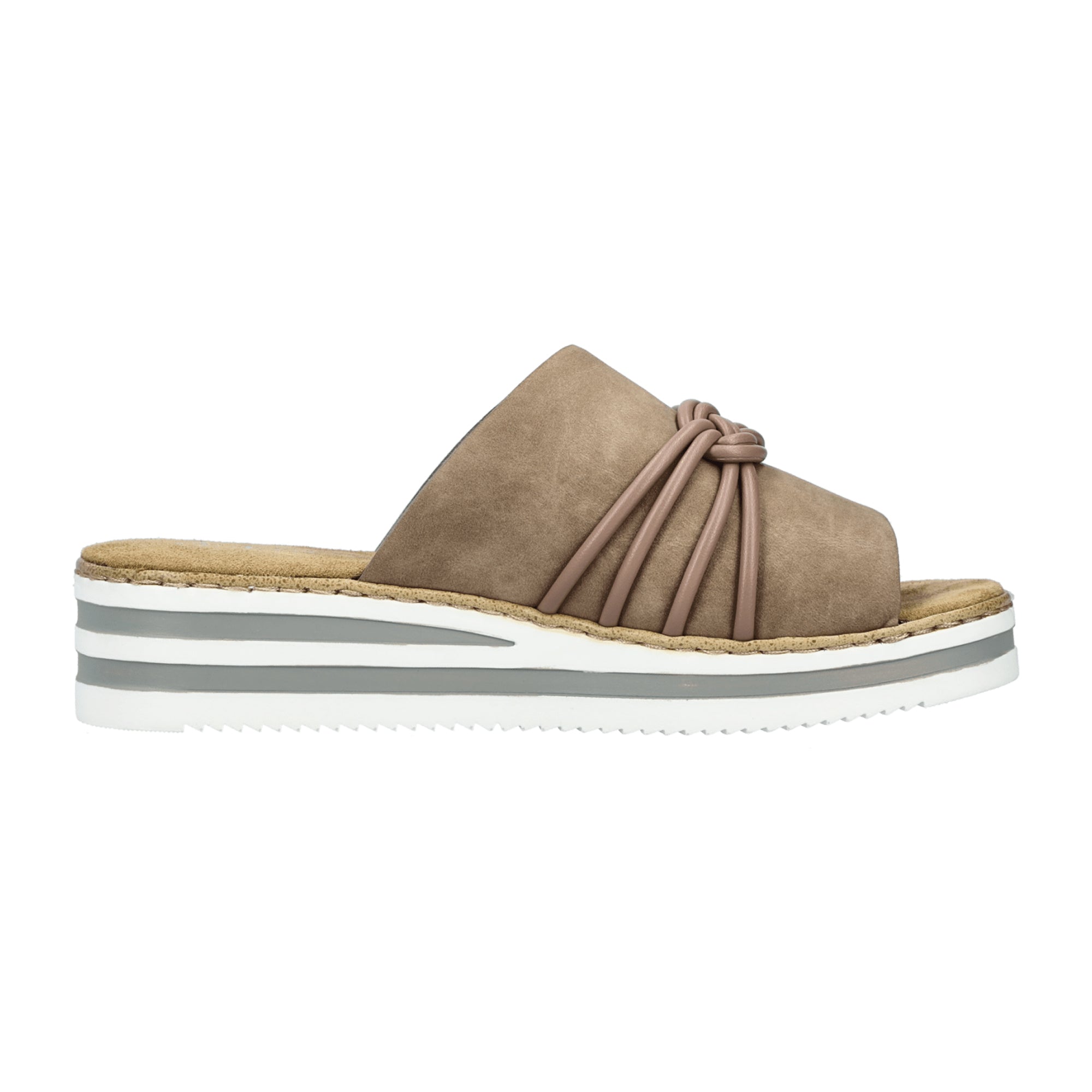 Rieker Beige Women's Slip-On Sandals Comfortable Shock-Absorbing Sole