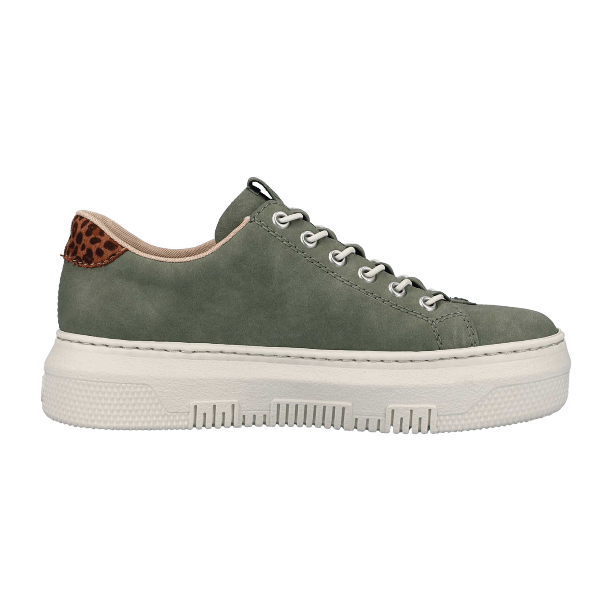 Rieker Women's Green Slip-On Shoes with Zip and Elastic Insert