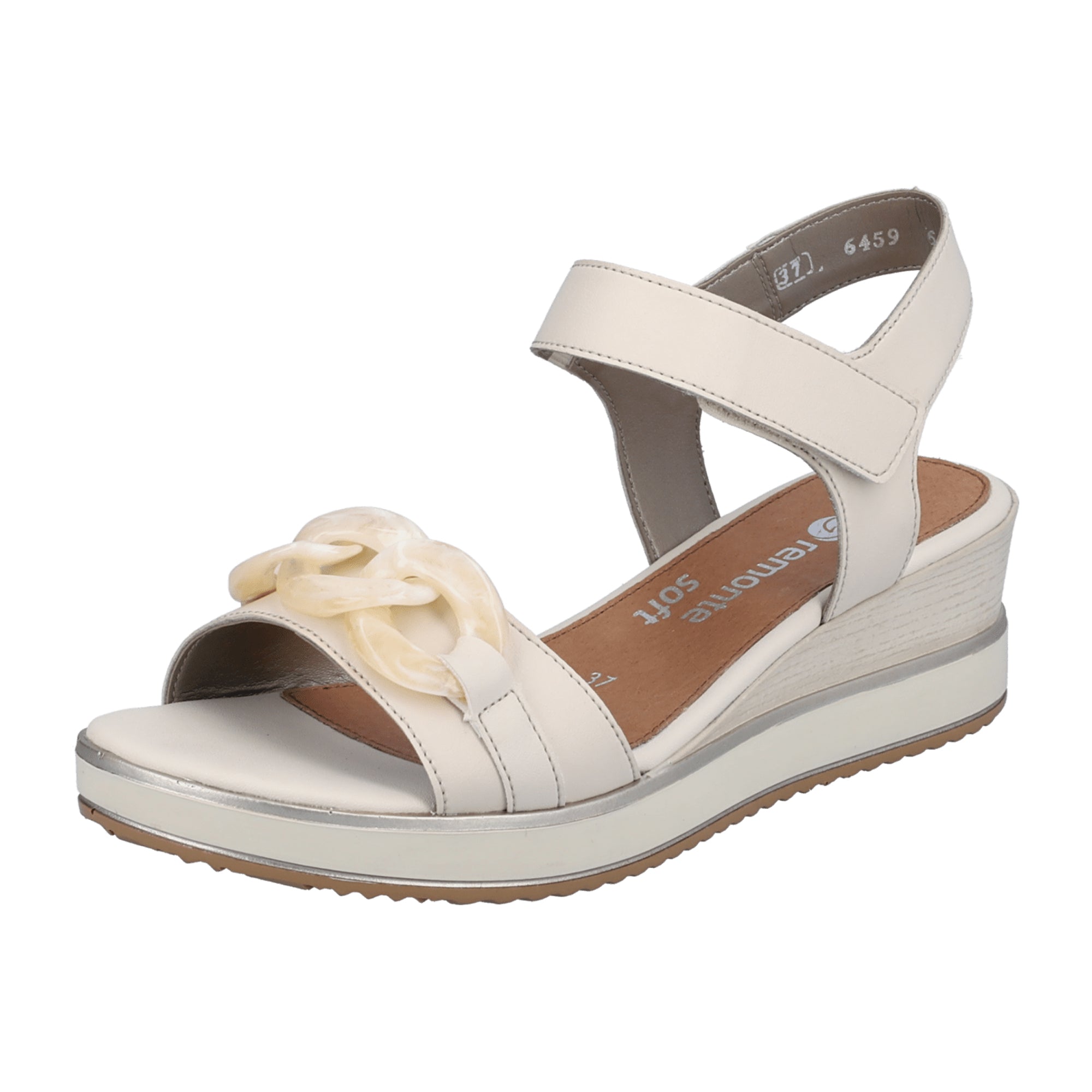 Remonte Beige Women's Wedge Sandals Leather Comfort Velcro Closure Spring Summer