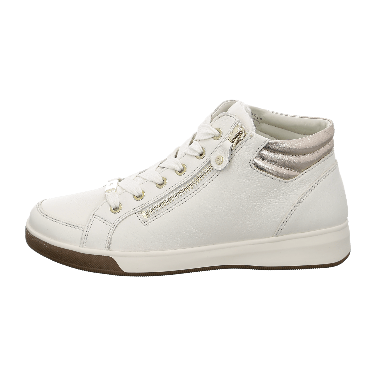ARA ROM Women's Sneakers in Smooth Leather and Mesh with Lace-Up Closure, Beige