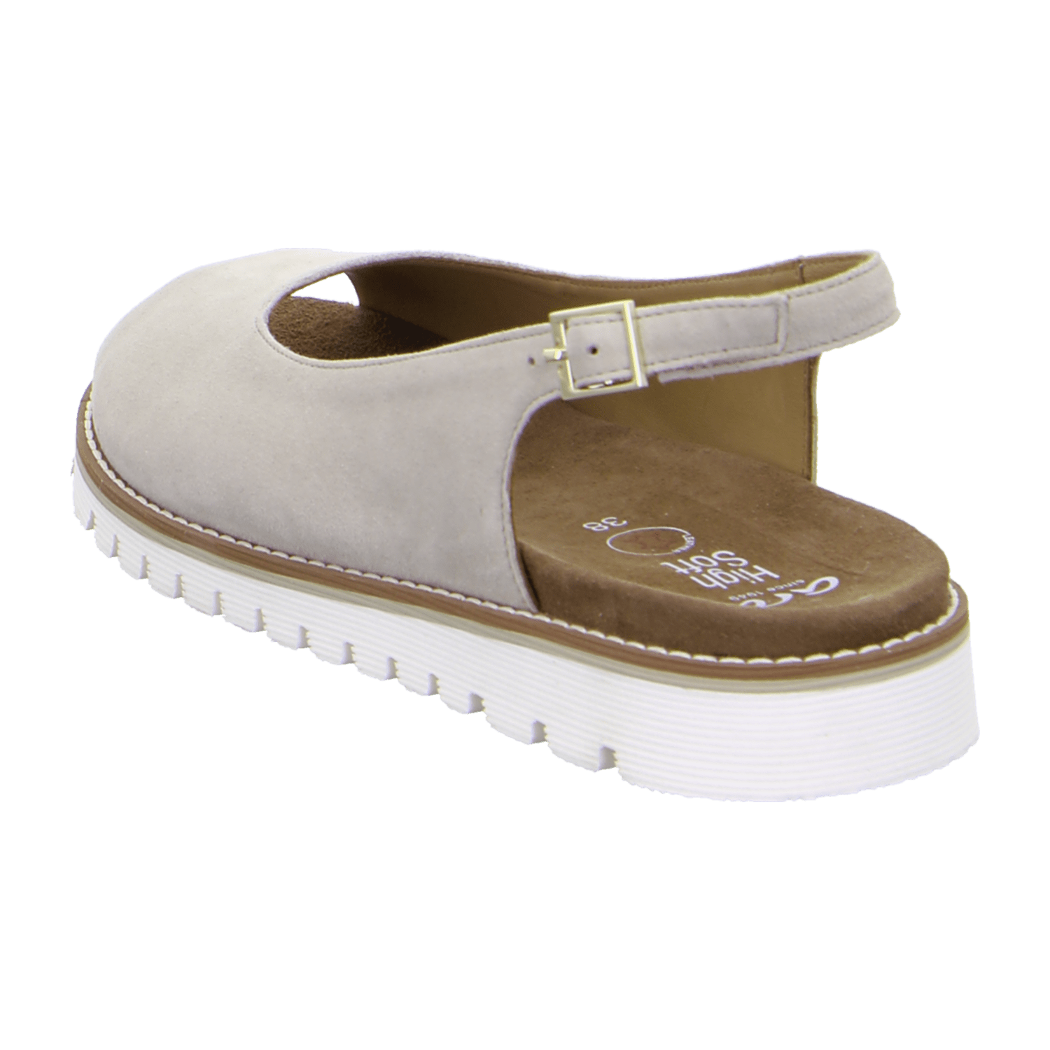 ARA Kent Sport Sandal for Women in Beige with Velcro Closure in Suede and Ankle Strap