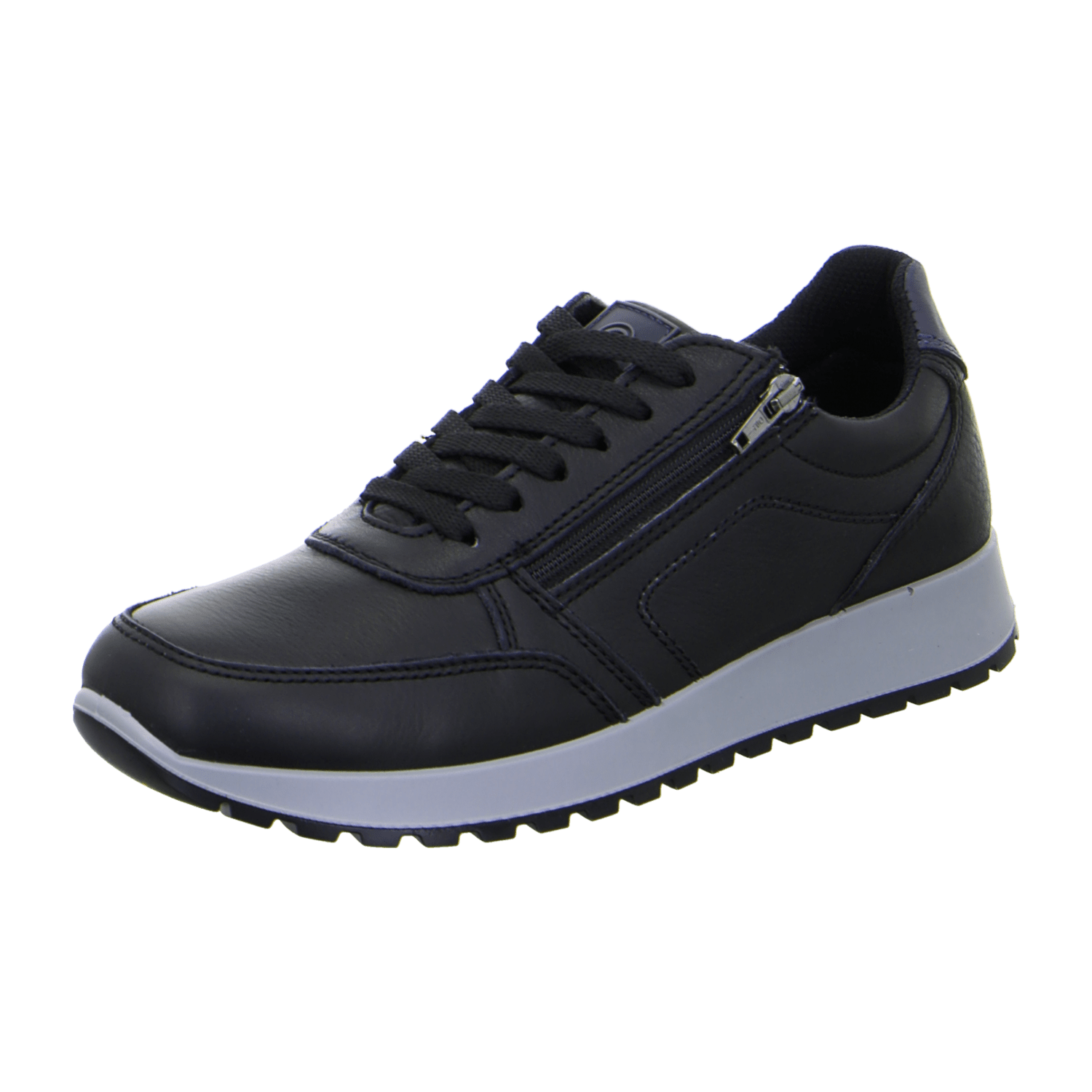 ARA Men's Smooth Leather Sneakers in Black with Lace-Up Closure and Round Toe