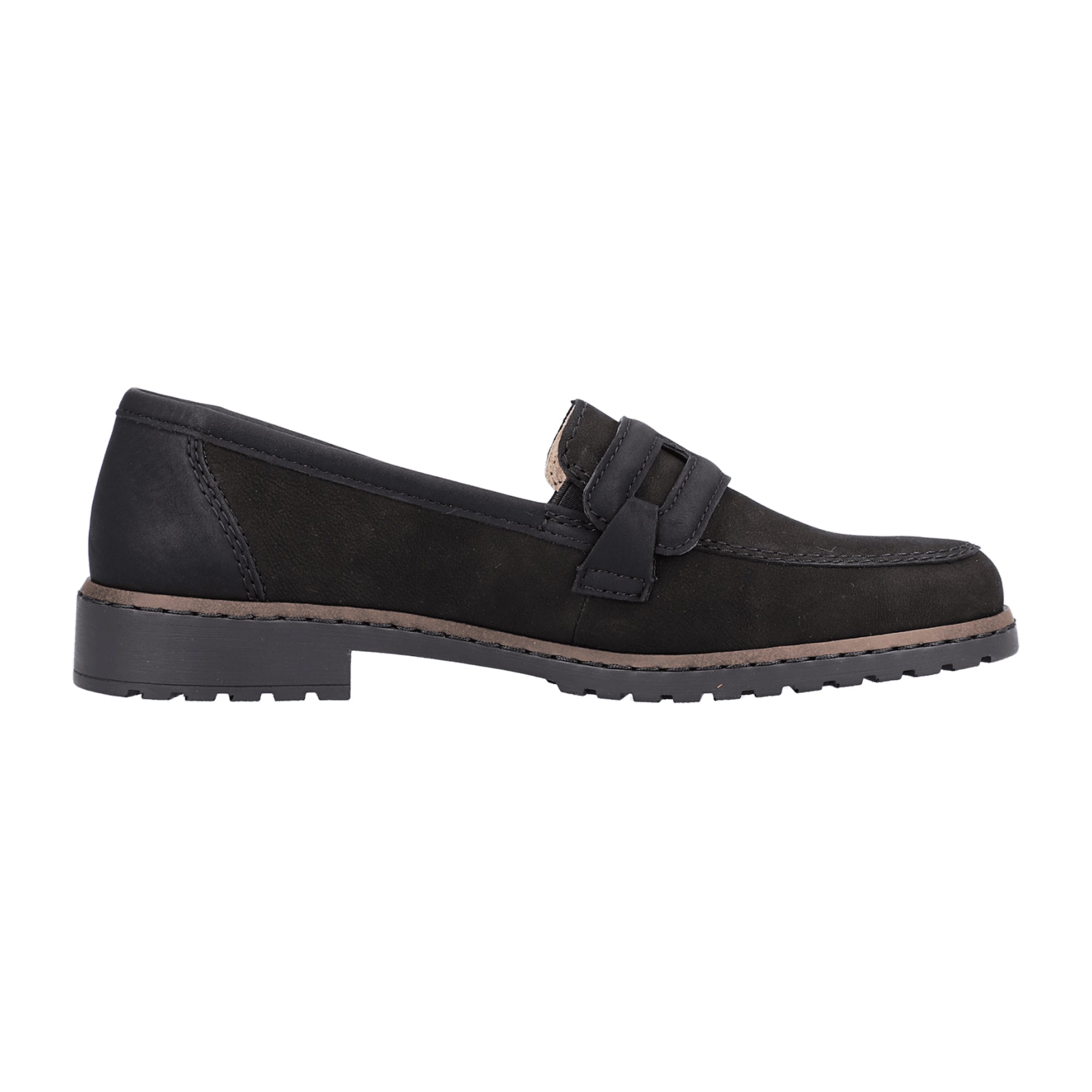 Rieker Women's Black Nubuck Leather Loafers Slip-On Comfort Shoes