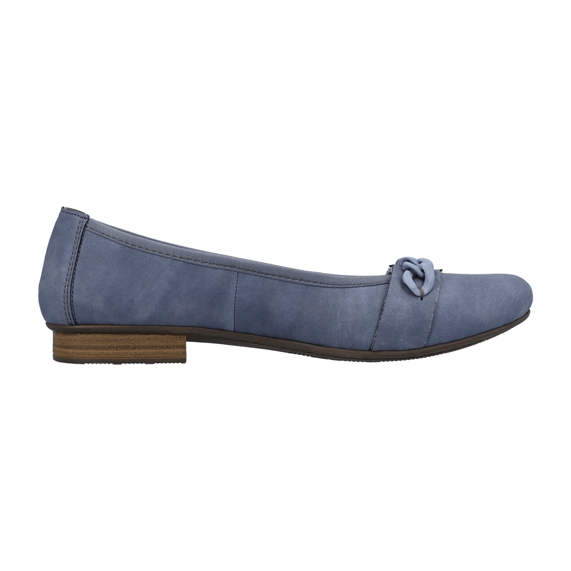 Rieker Blue Classic Slip-On Ballerina Shoes for Women Leather Comfort Sole