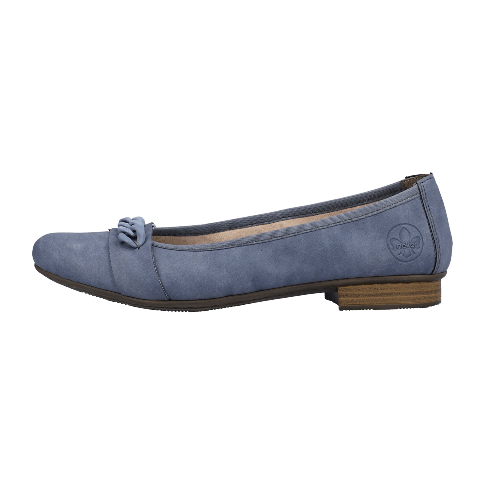Rieker Blue Classic Slip-On Ballerina Shoes for Women Leather Comfort Sole