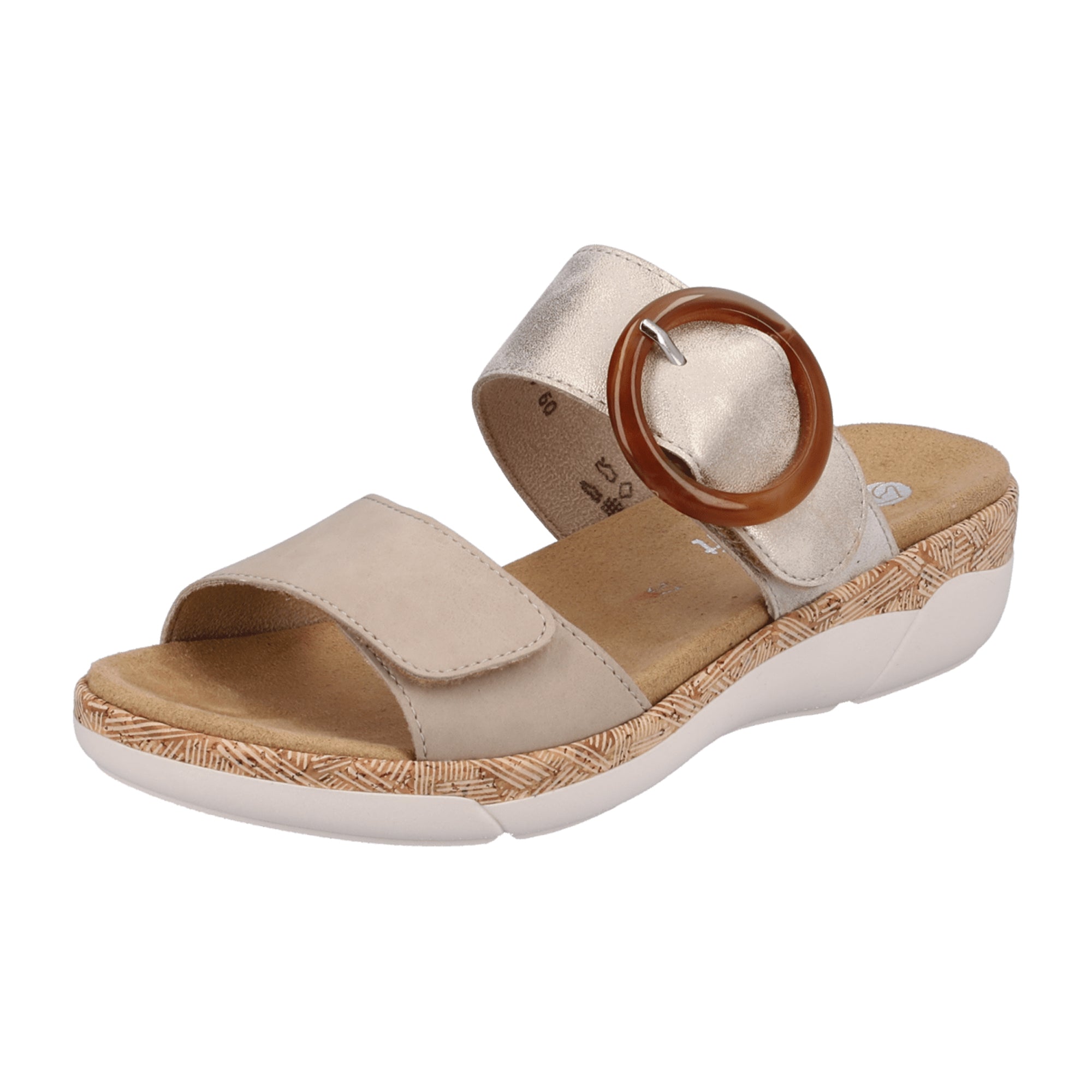 Remonte Beige Women's Comfort Sandals with Velcro Strap and Cushioned Sole