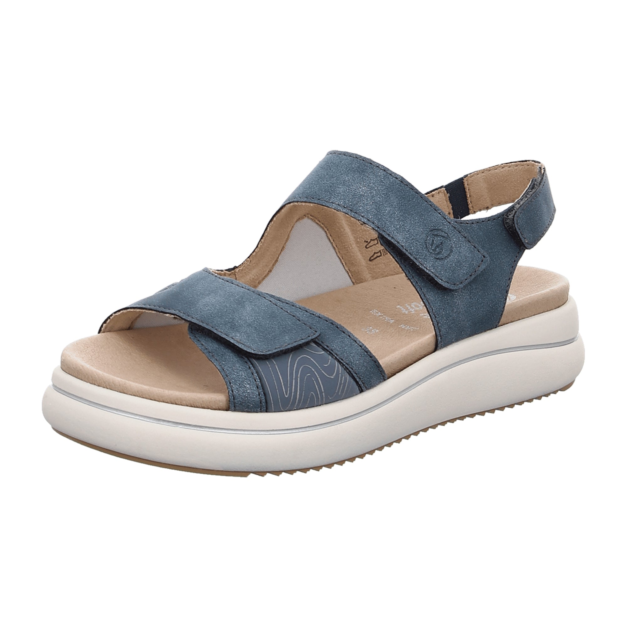 Remonte Women's Comfort Sandals Blue with Velcro Straps and Cushioned Sole