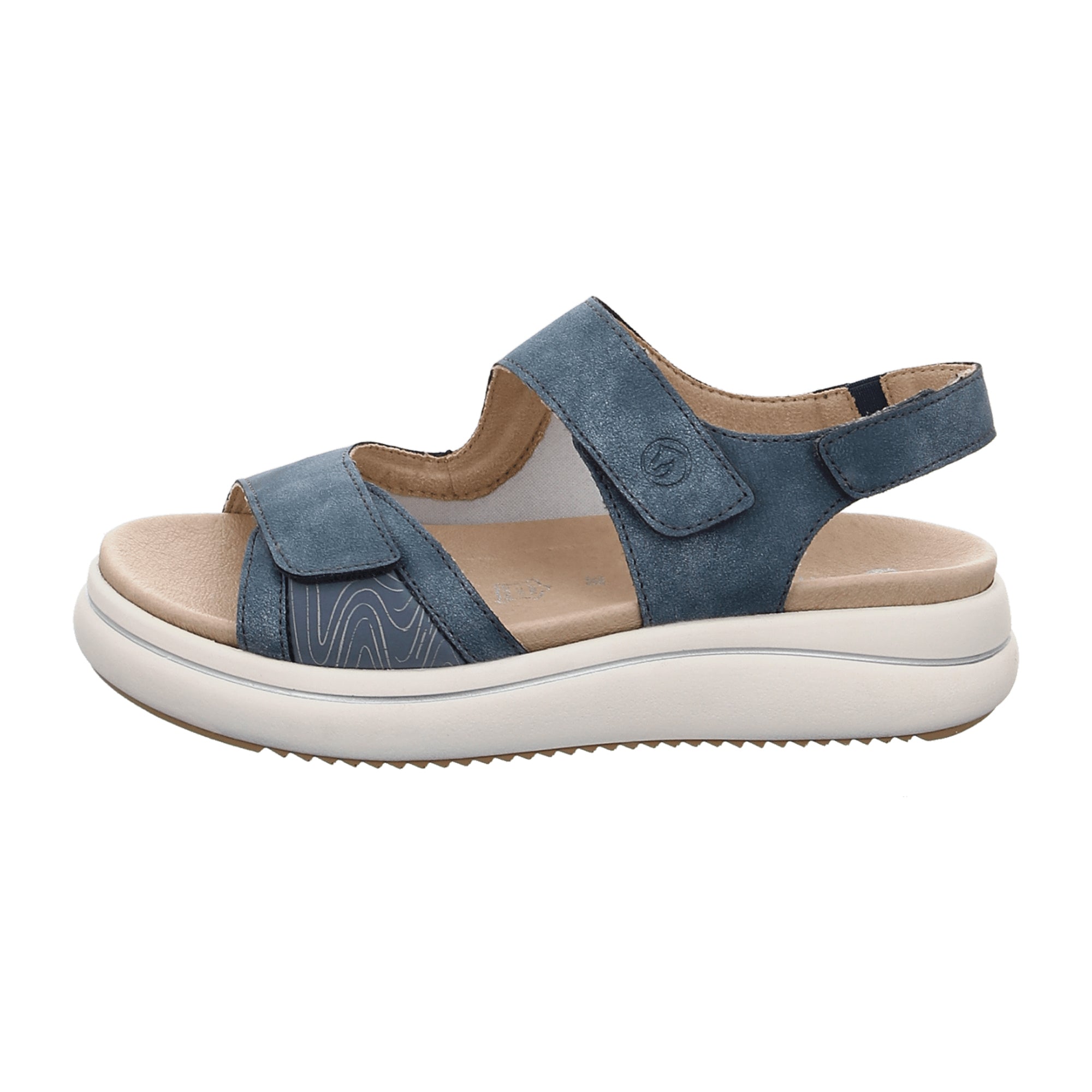 Remonte Women's Comfort Sandals Blue with Velcro Straps and Cushioned Sole