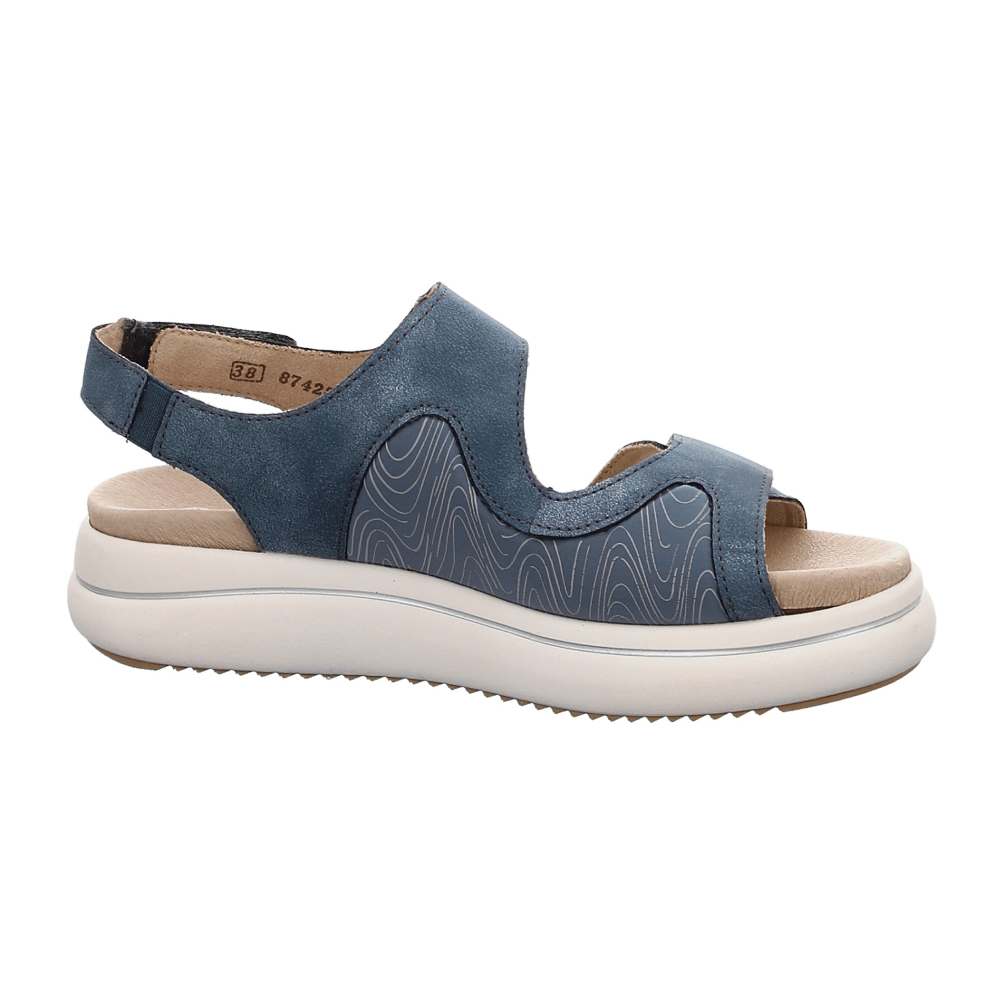 Remonte Women's Comfort Sandals Blue with Velcro Straps and Cushioned Sole