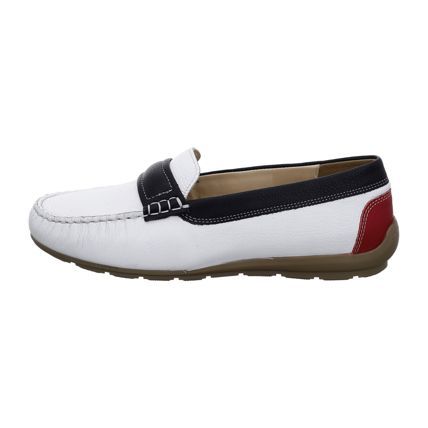 ARA ALABAMA Women's Moccasin in White Smooth Leather with Round Toe and Leather Lining