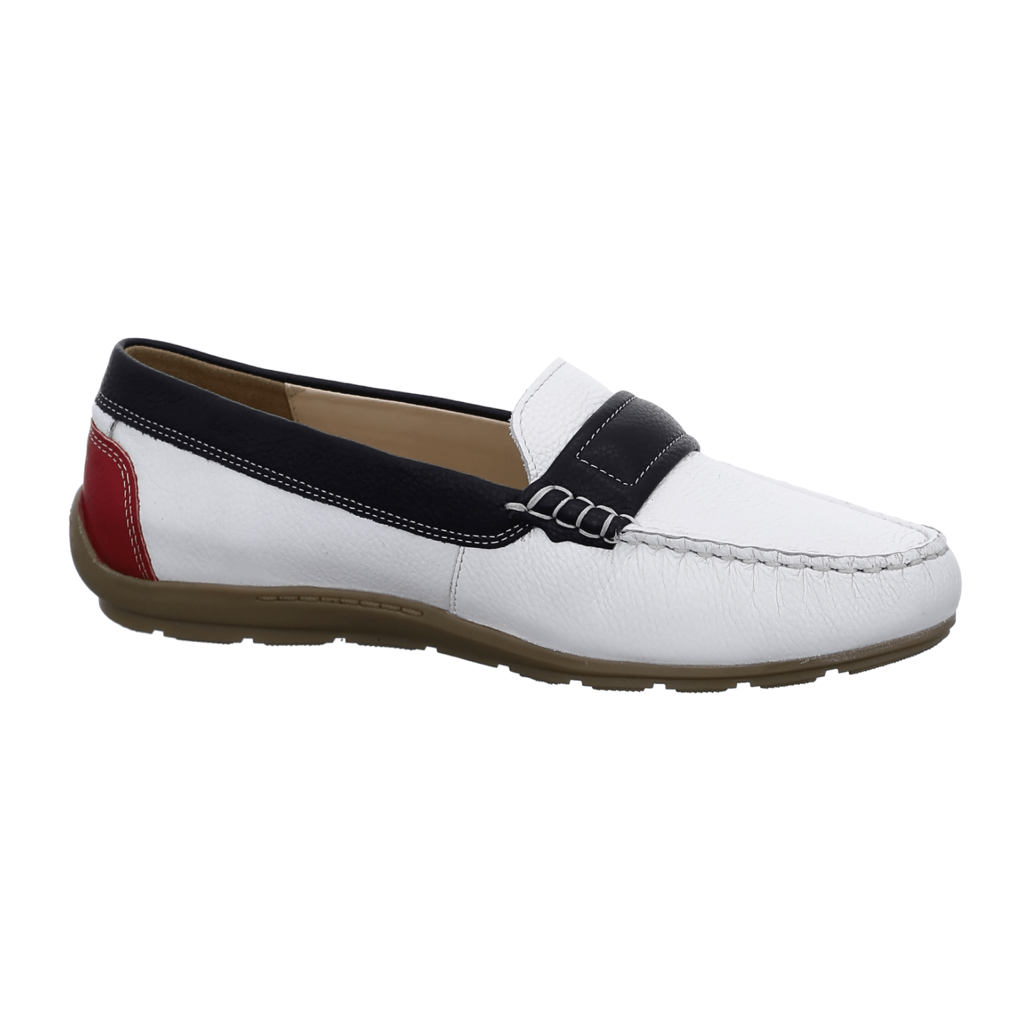 ARA ALABAMA Women's Moccasin in White Smooth Leather with Round Toe and Leather Lining