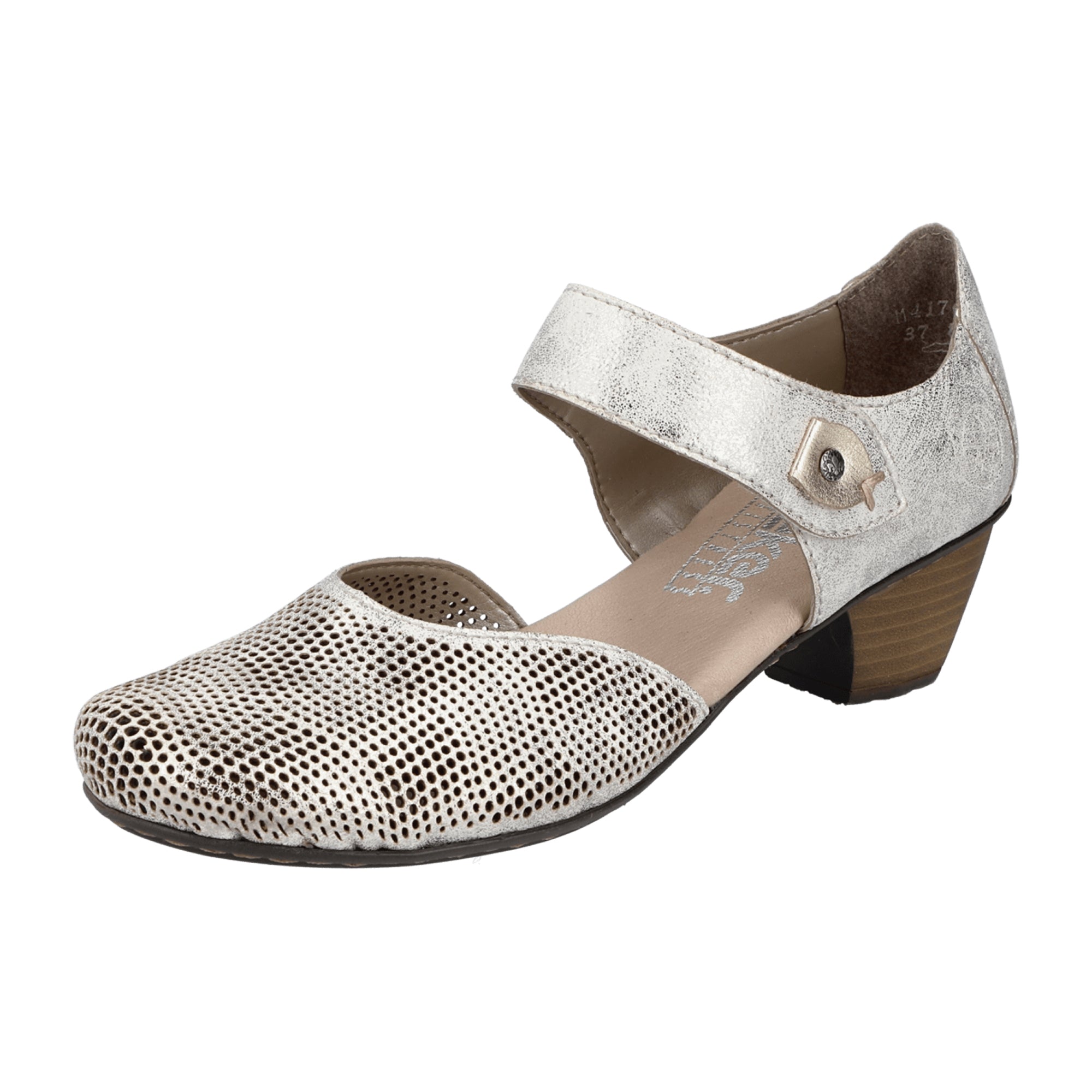 Rieker Beige Women's Comfort Shoes with Velcro Strap and Shock-Absorbing Sole