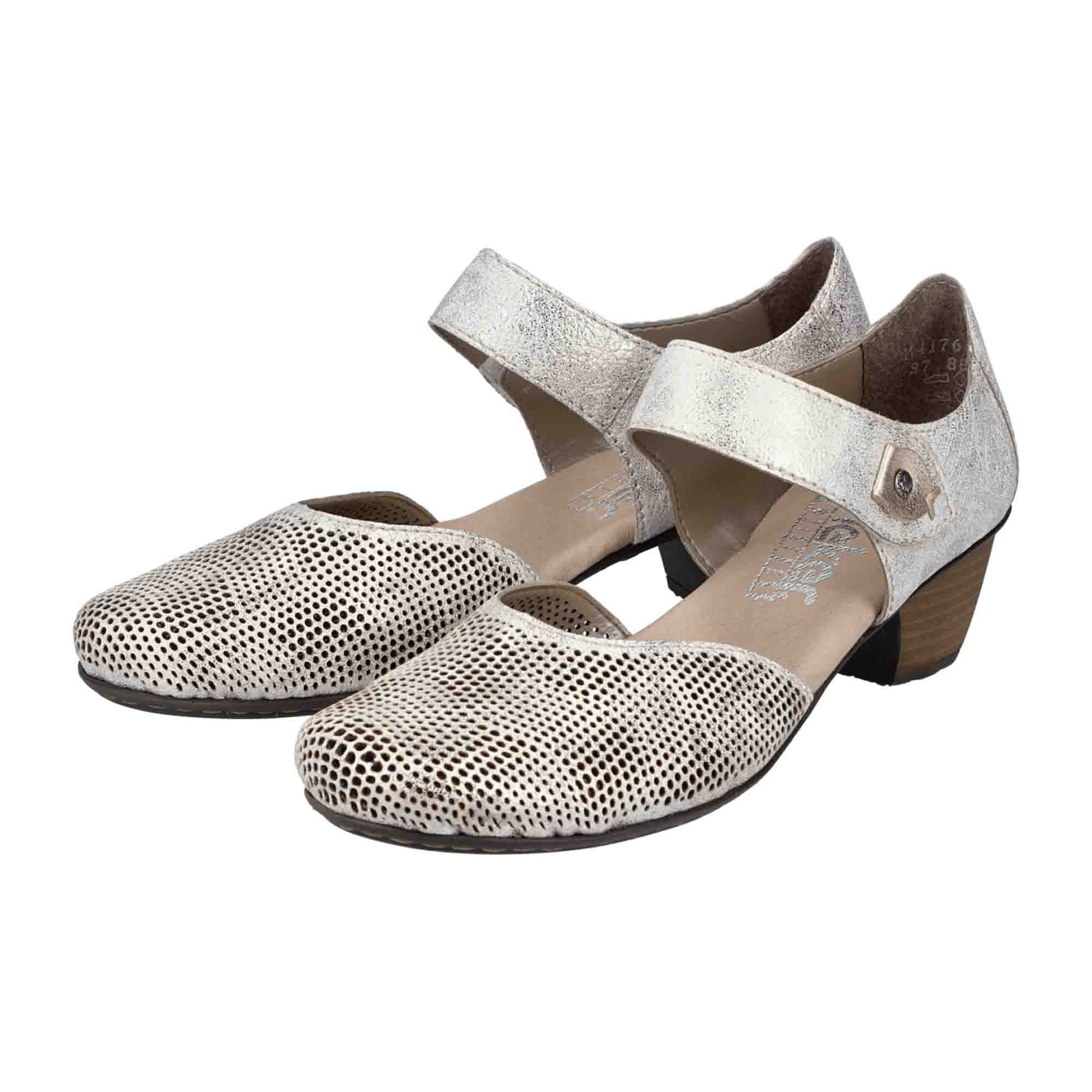 Rieker Beige Women's Comfort Shoes with Velcro Strap and Shock-Absorbing Sole