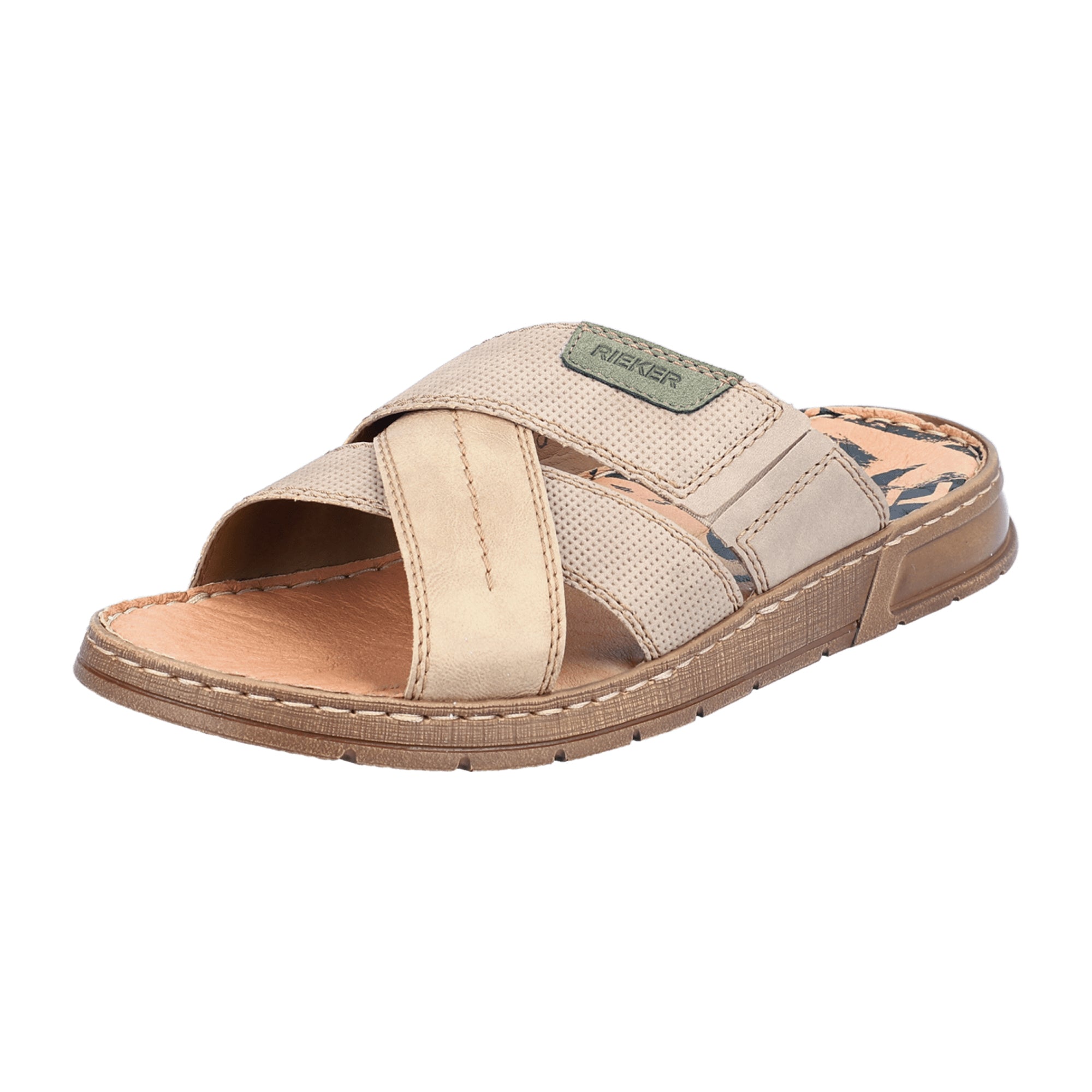 Rieker Men's Beige Slip-On Sandals with Cushioned Sole for Comfort