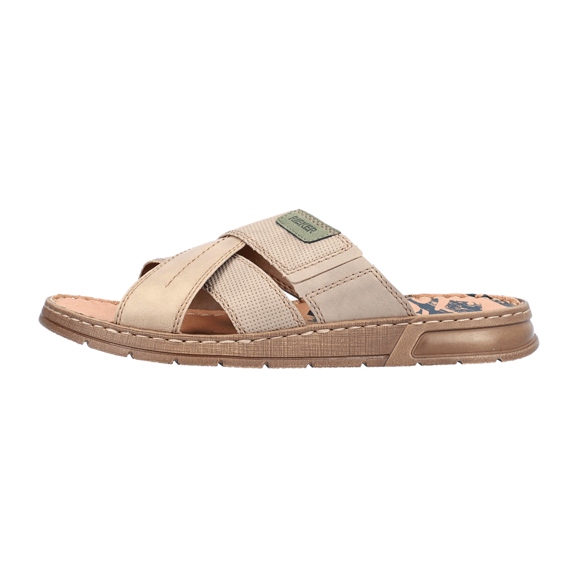 Rieker Men's Beige Slip-On Sandals with Cushioned Sole for Comfort
