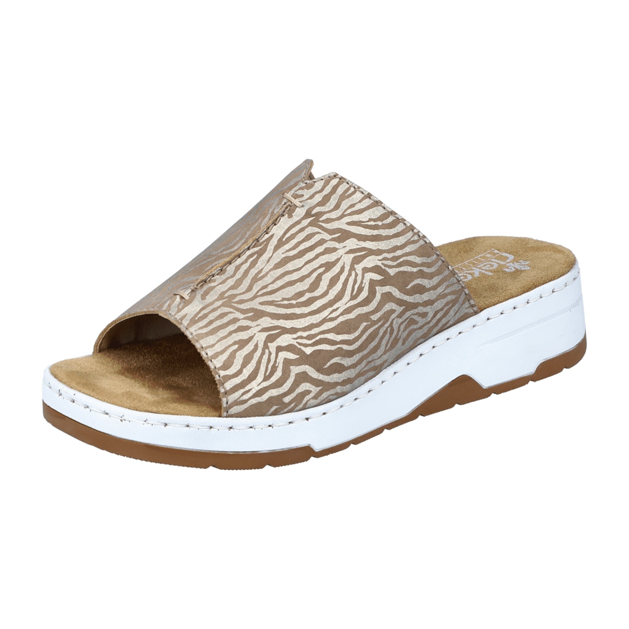 Rieker Women's Beige Wedge Sandals Slip-On Comfort Lightweight Sole