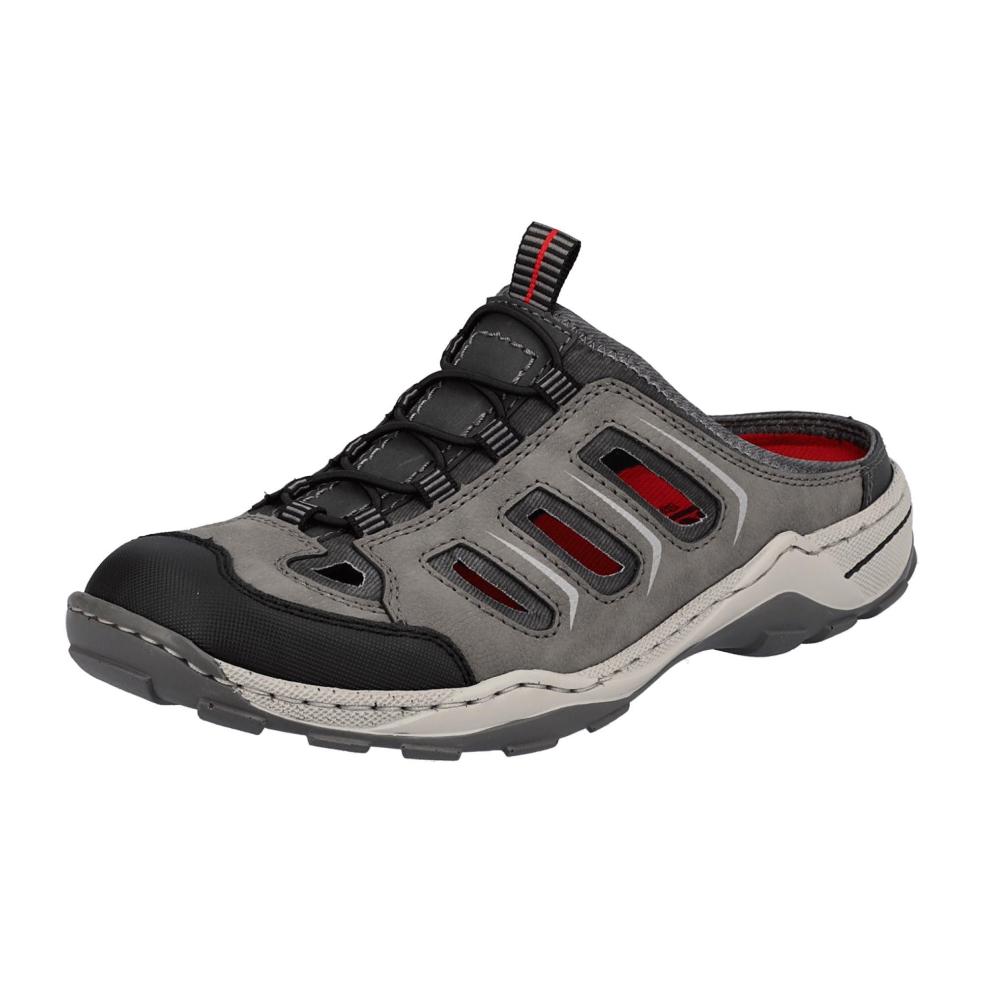 Rieker Comfortable Men's Gray Sandals Slip-On Synthetic Lightweight Sole