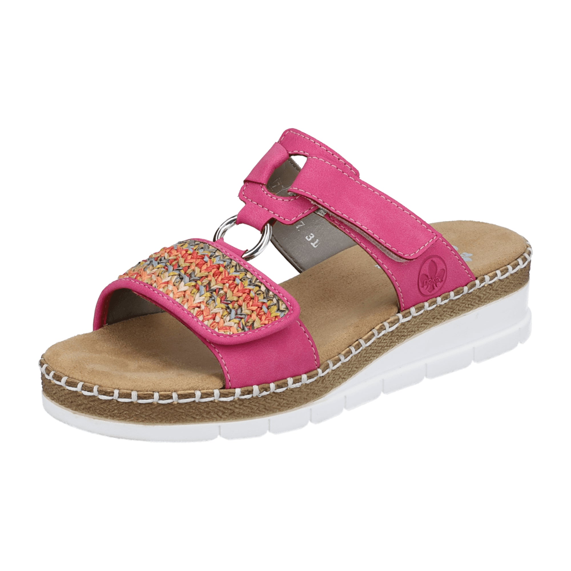 Rieker Women's Pink Sandals with Velcro Strap and Cushioned Sole