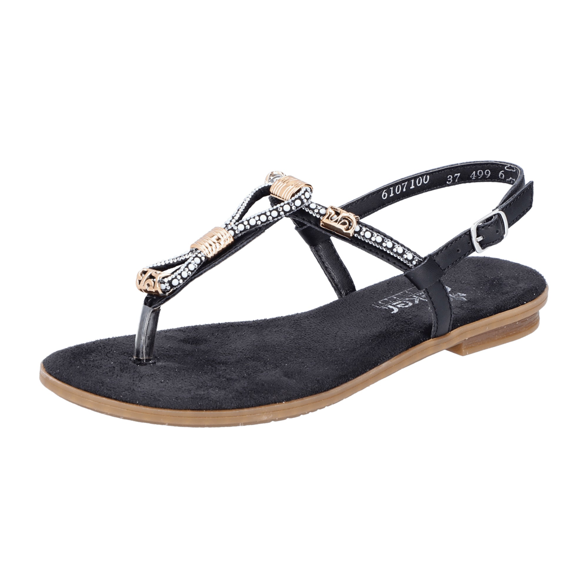 Rieker Women's Black Strappy Sandals with Buckle and Comfortable Sole