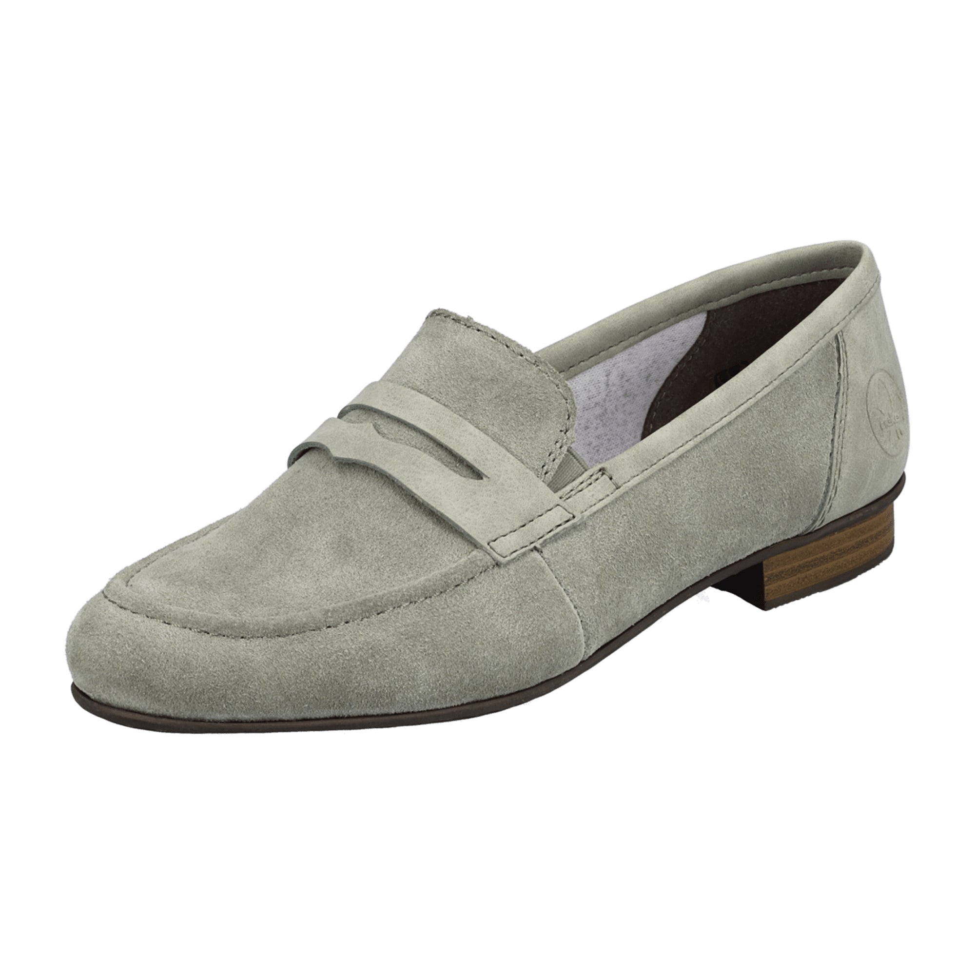 Rieker Women's Green Suede Loafers, Slip-On, Lightweight, Comfortable Sole