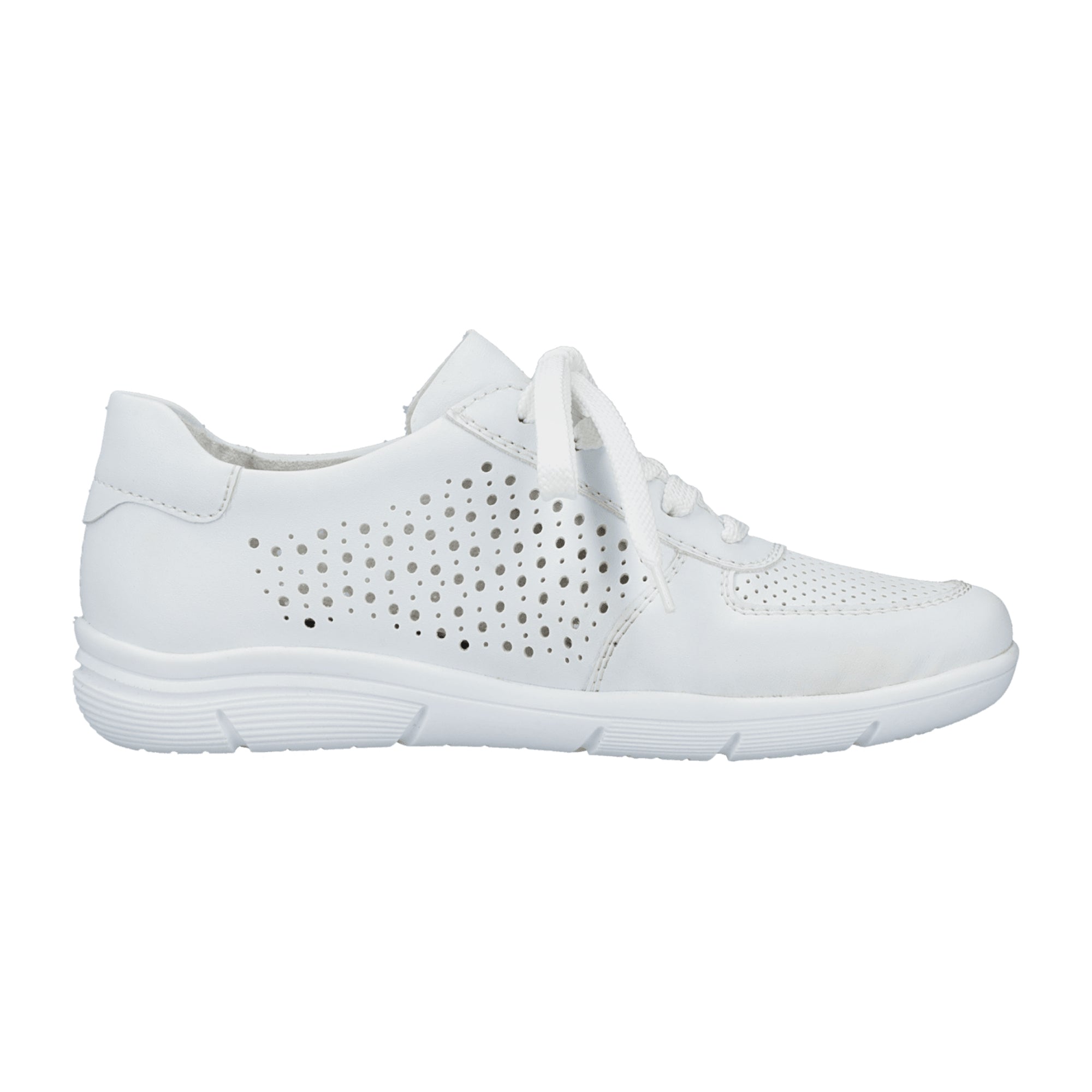 Rieker Women's White Slip-On Sneakers with Laces and Zipper Closure
