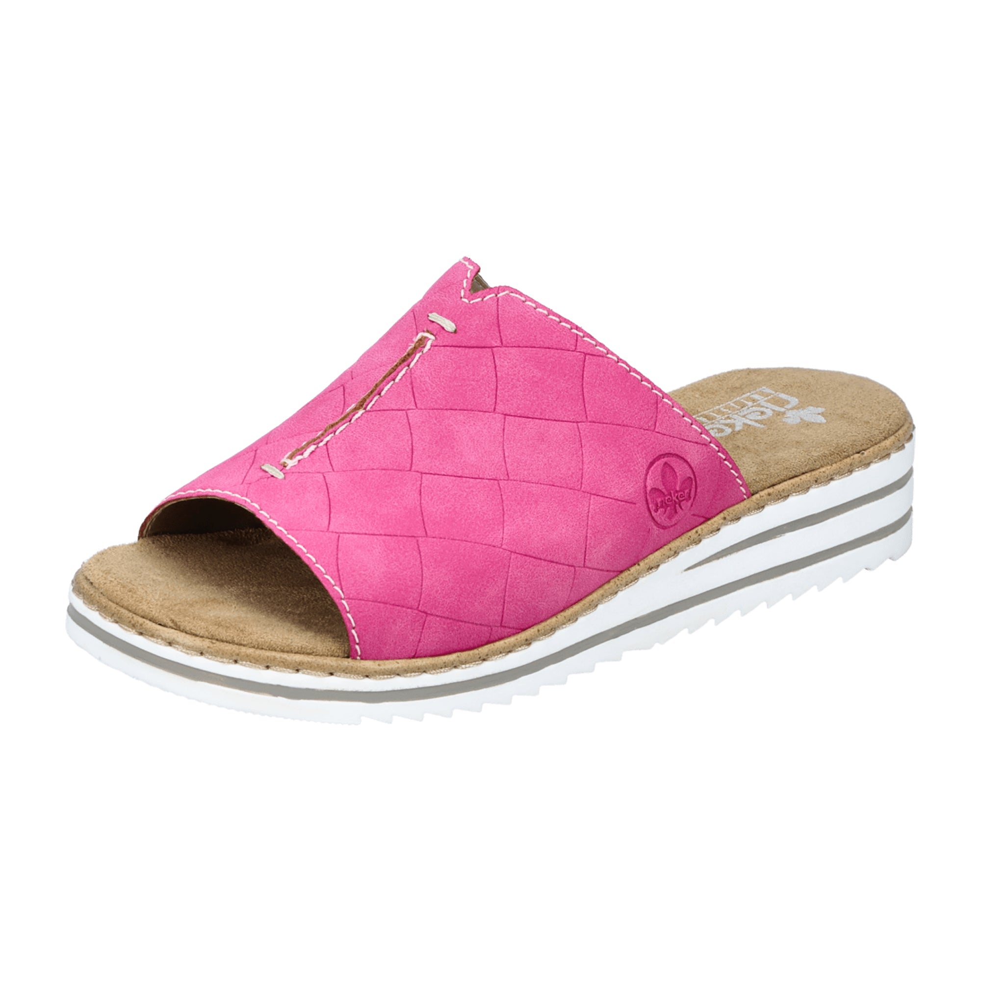 Rieker Women's Pink Slip-On Sandals with Wedge Heel and Cushioned Sole