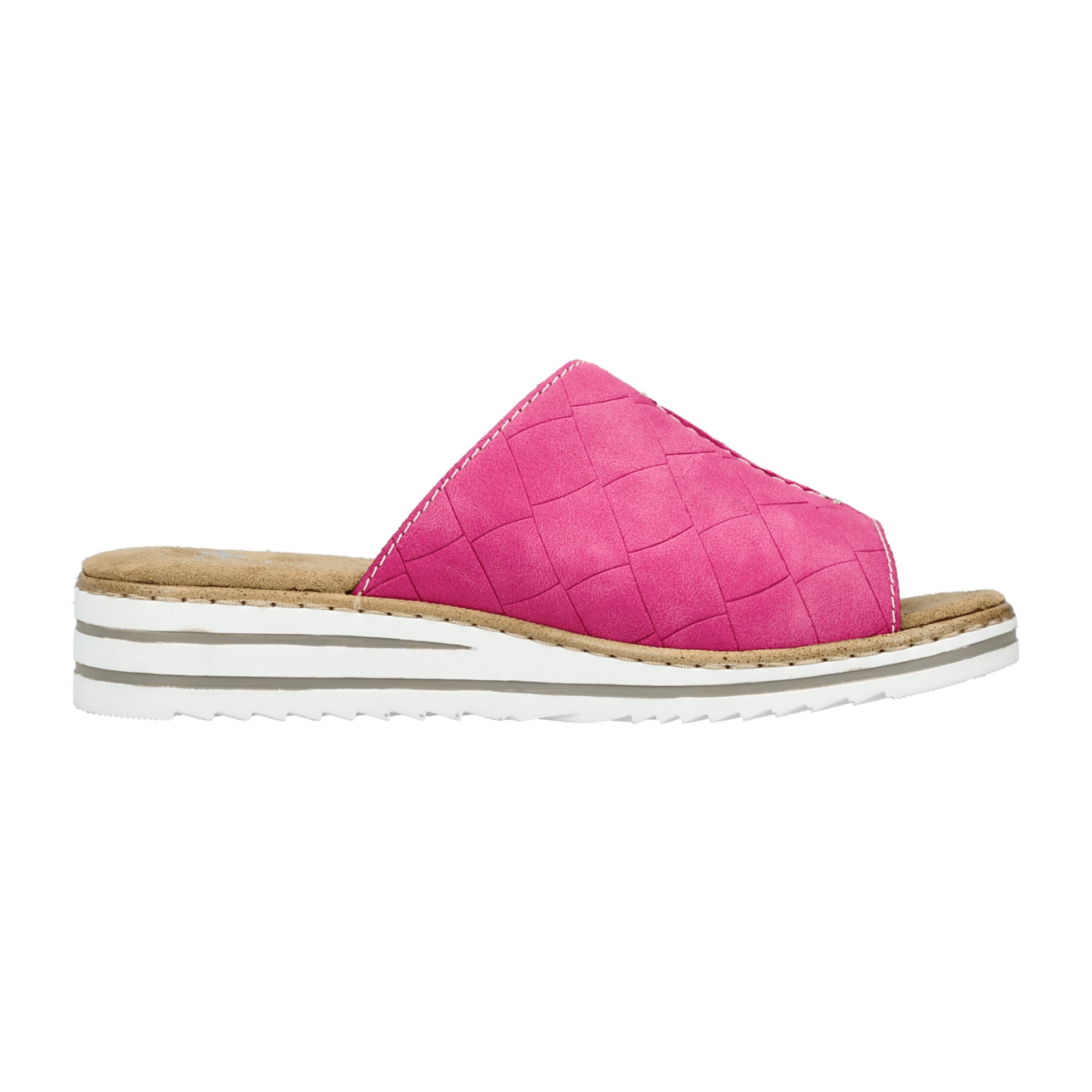 Rieker Women's Pink Slip-On Sandals with Wedge Heel and Cushioned Sole