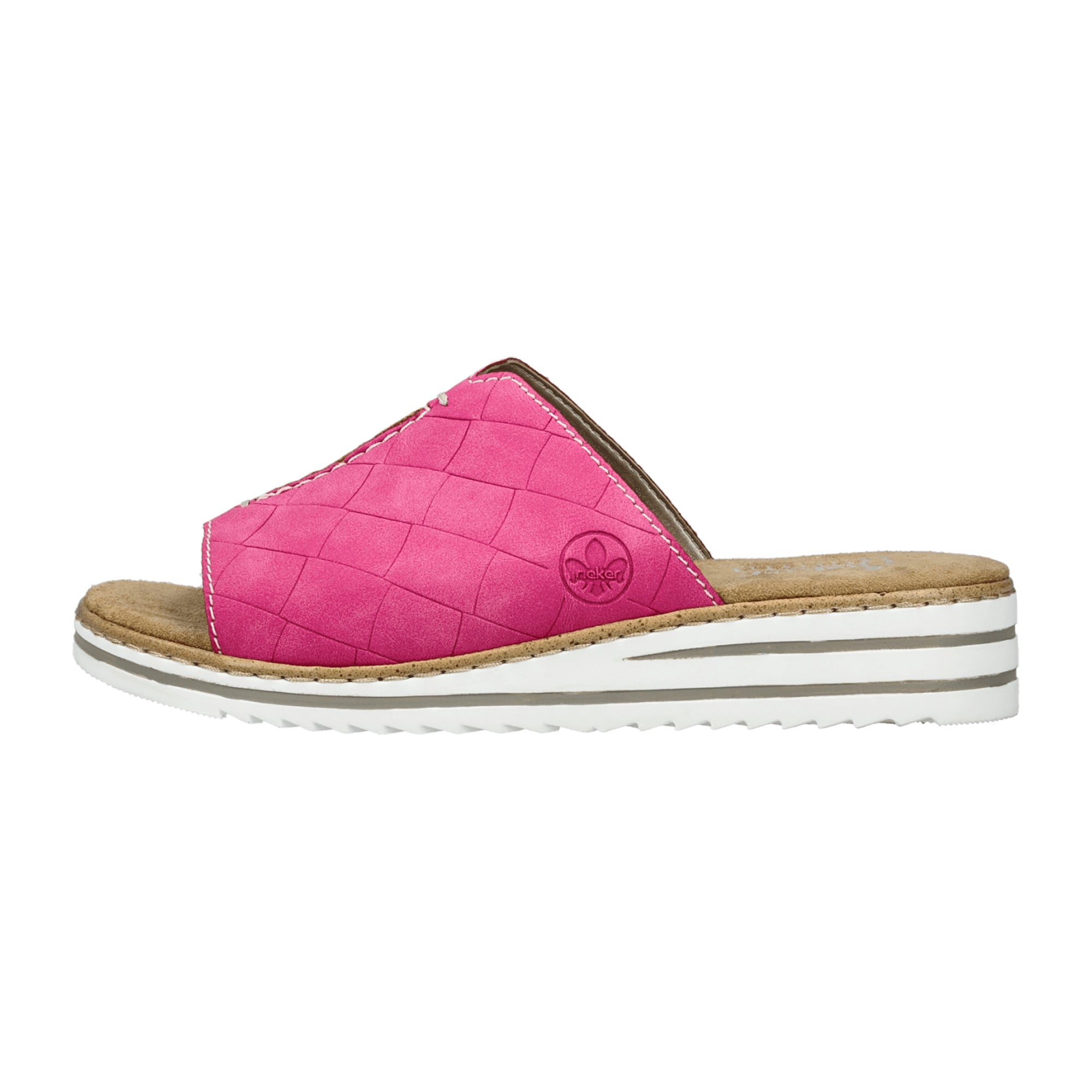 Rieker Women's Pink Slip-On Sandals with Wedge Heel and Cushioned Sole