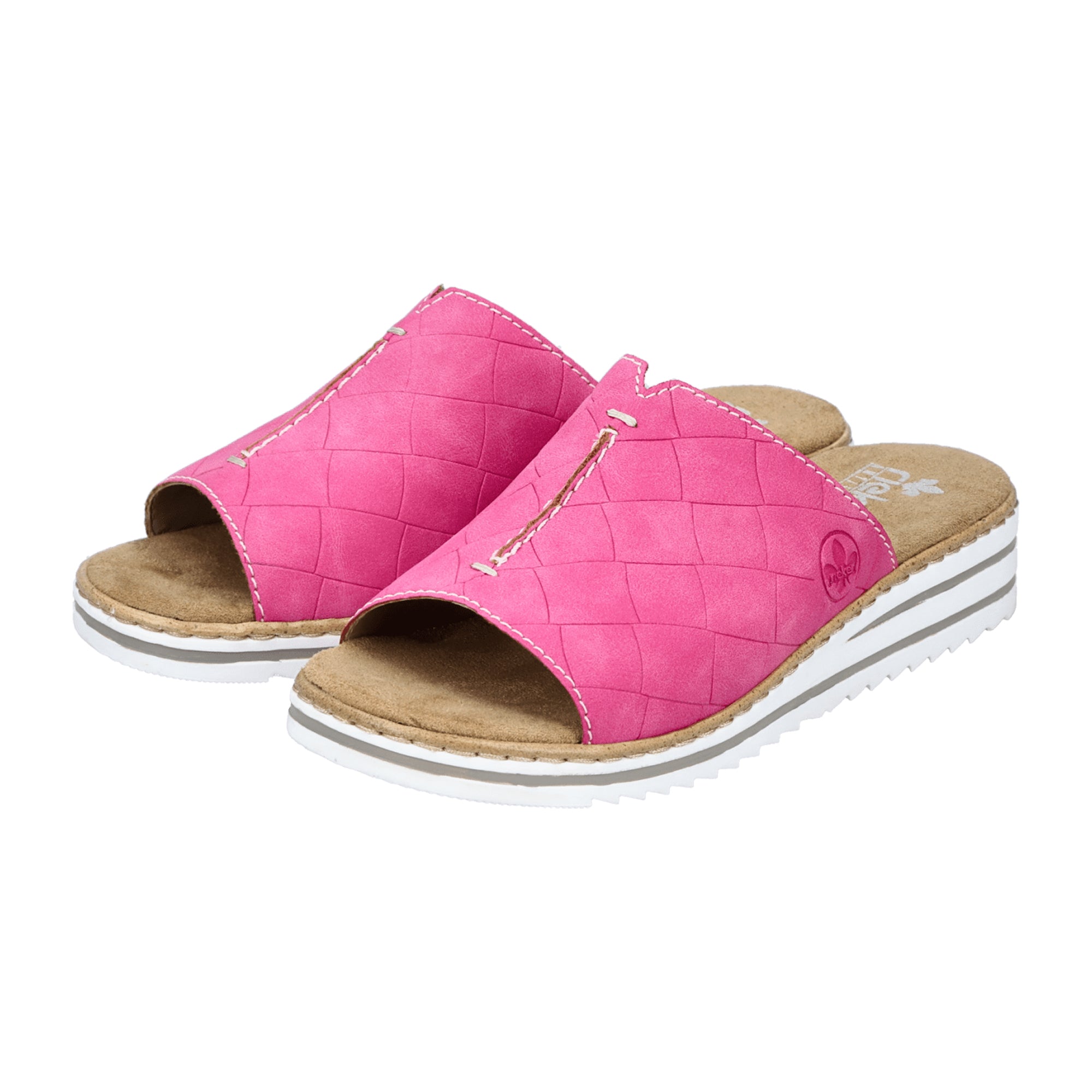 Rieker Women's Pink Slip-On Sandals with Wedge Heel and Cushioned Sole