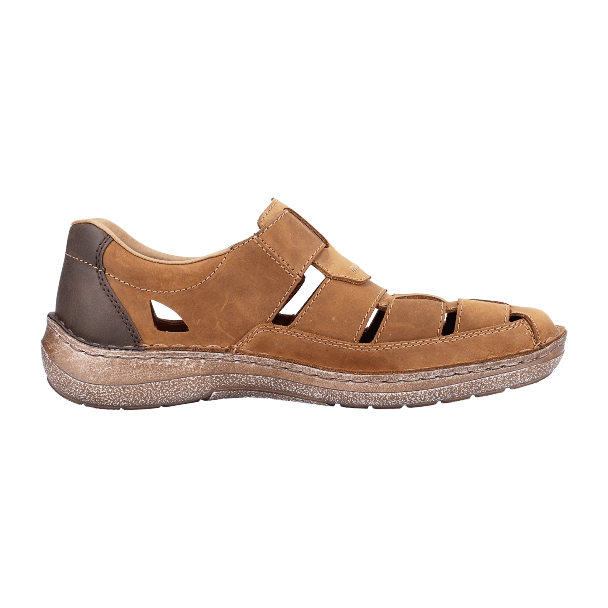 Rieker Comfortable Men's Brown Sandals with Velcro Closure and Soft Insole