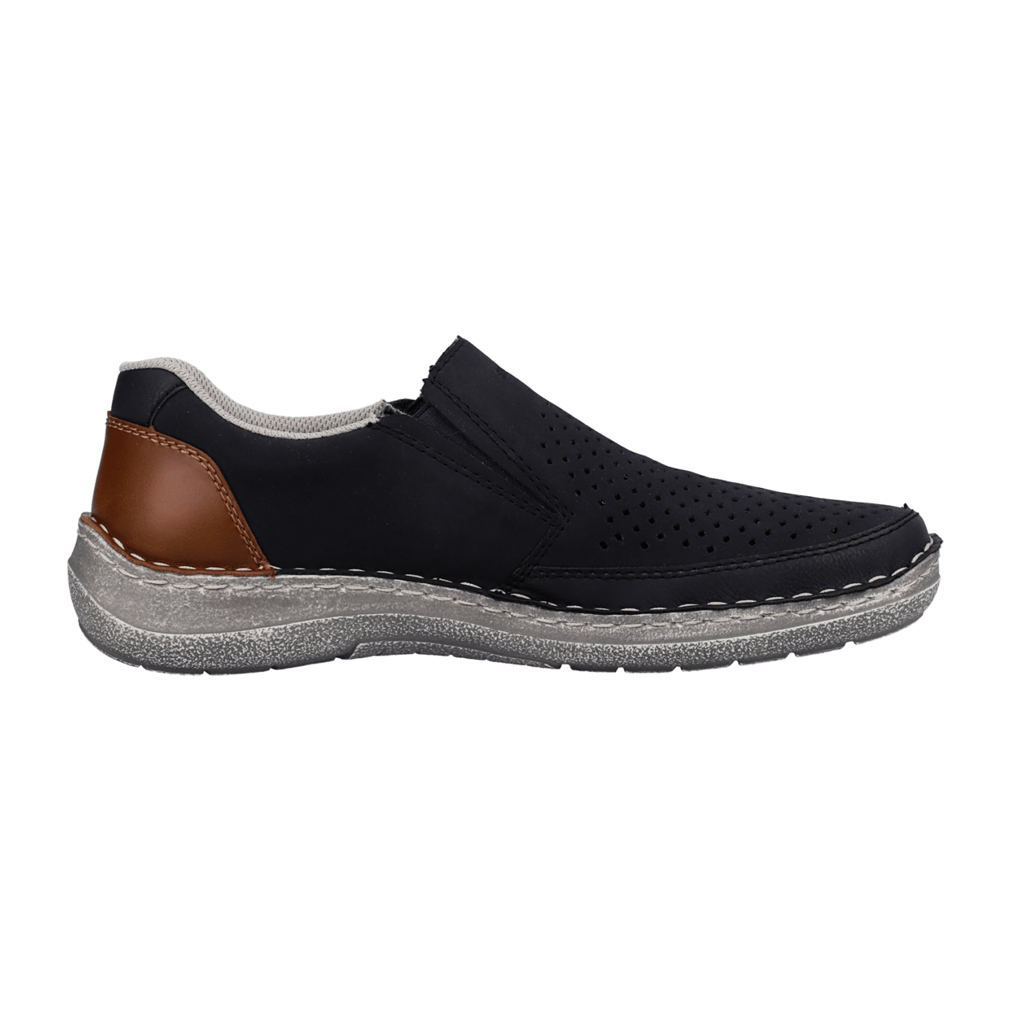 Rieker Men's Gray Slip-On Shoes with Comfort Sole and Elastic Insert