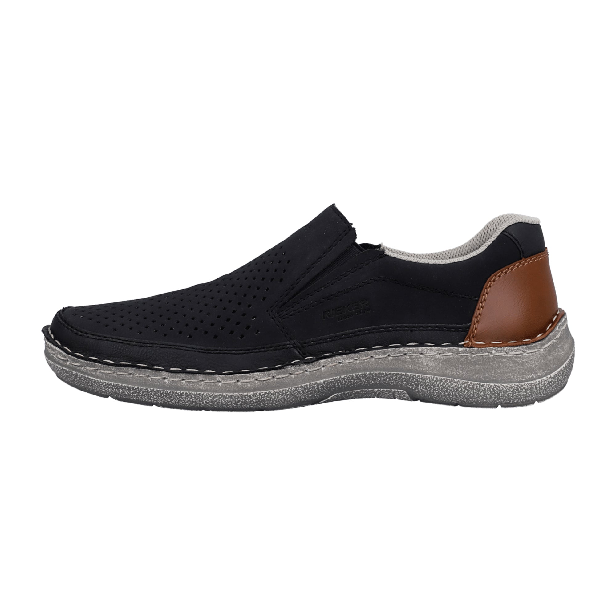 Rieker Men's Gray Slip-On Shoes with Comfort Sole and Elastic Insert